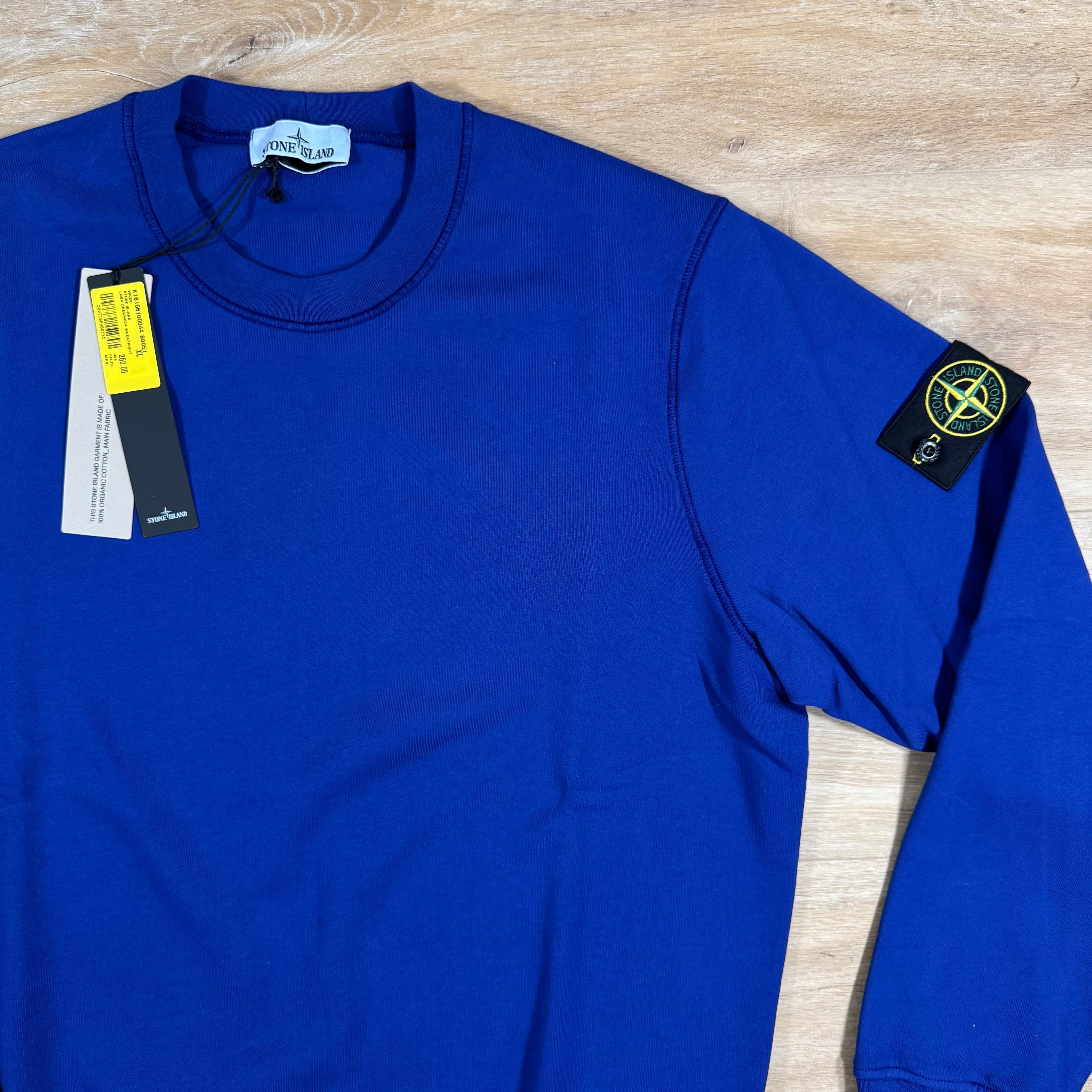 Stone Island Organic Cotton Fleece Sweatshirt in Bright Blue