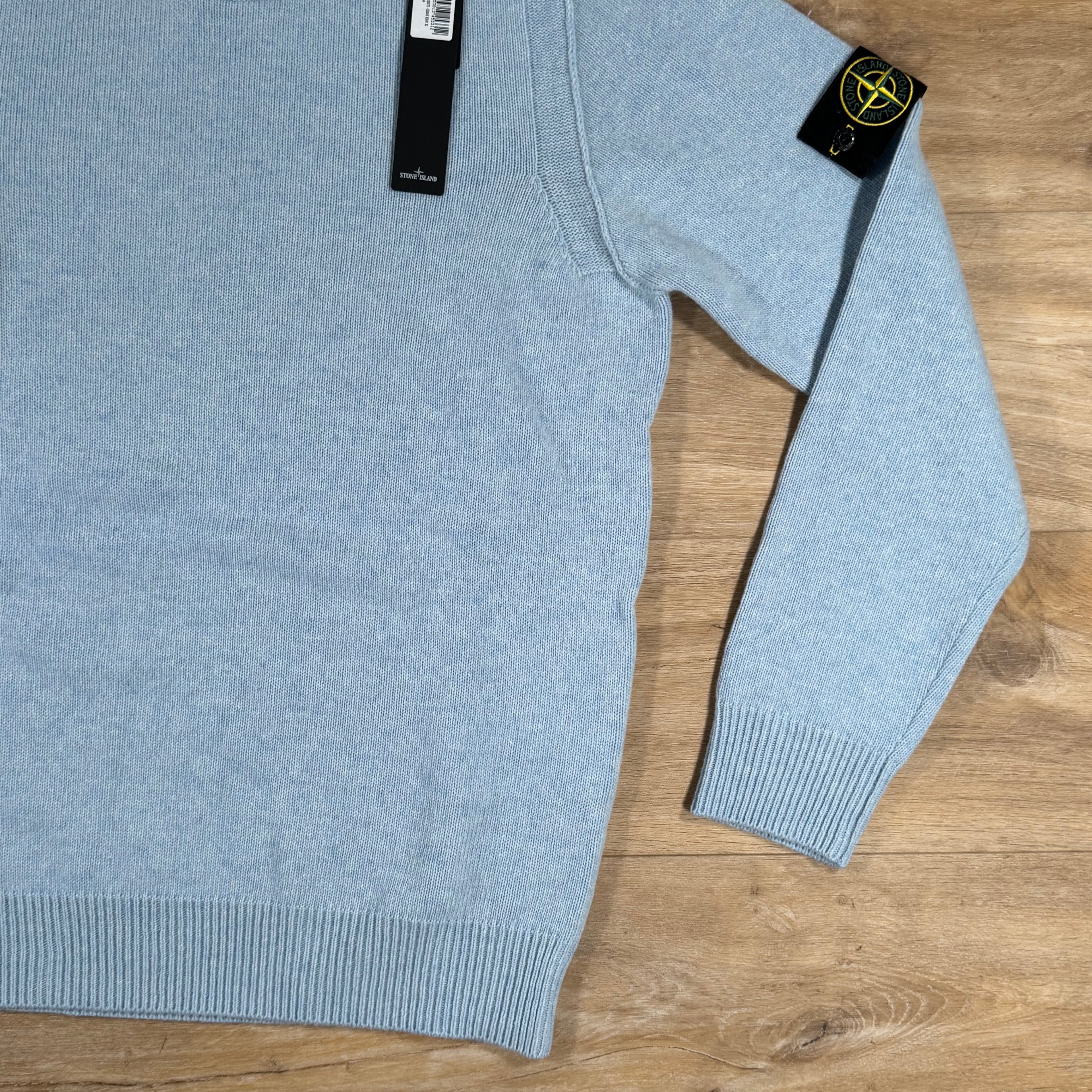 Stone Island Lambswool Crewneck Jumper in Sky Blue