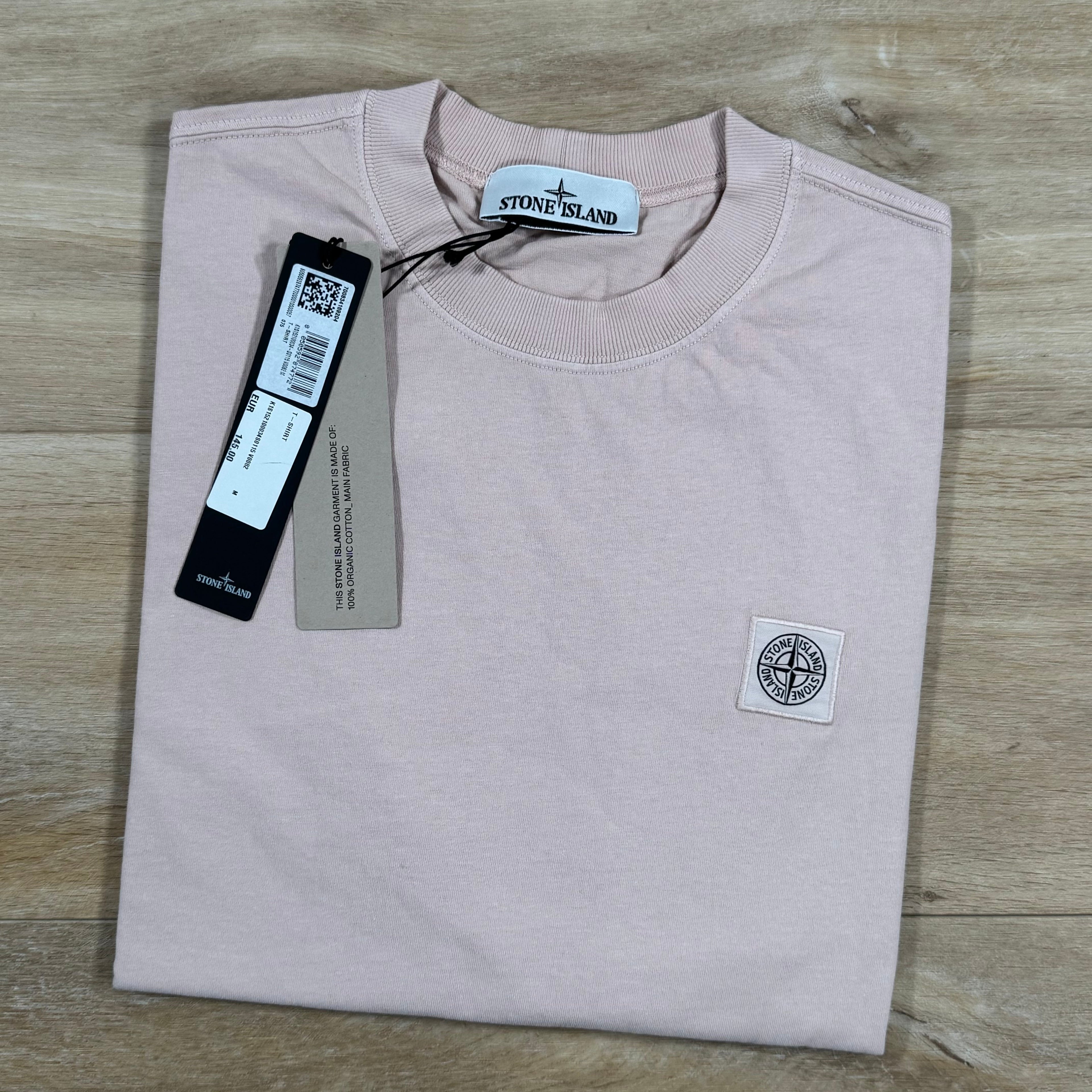 Stone Island Combed Organic Cotton Patch Logo T-Shirt in Antique Rose
