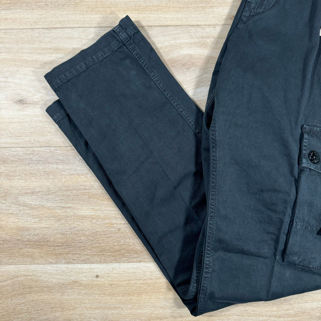 Stone Island Brushed Old Effect Cargo Trousers in Black
