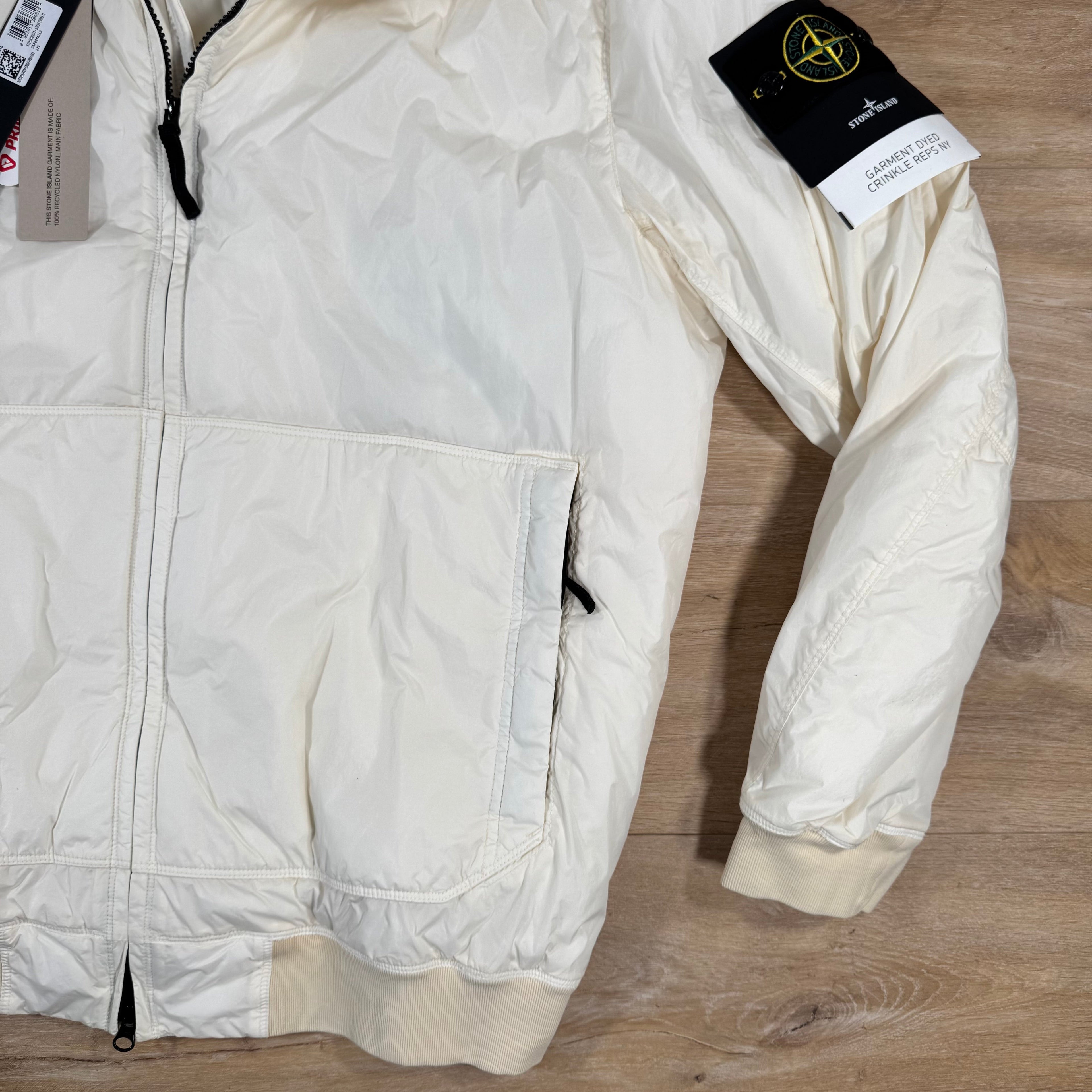Stone Island Crinkle Reps NY Padded Jacket in Ivory
