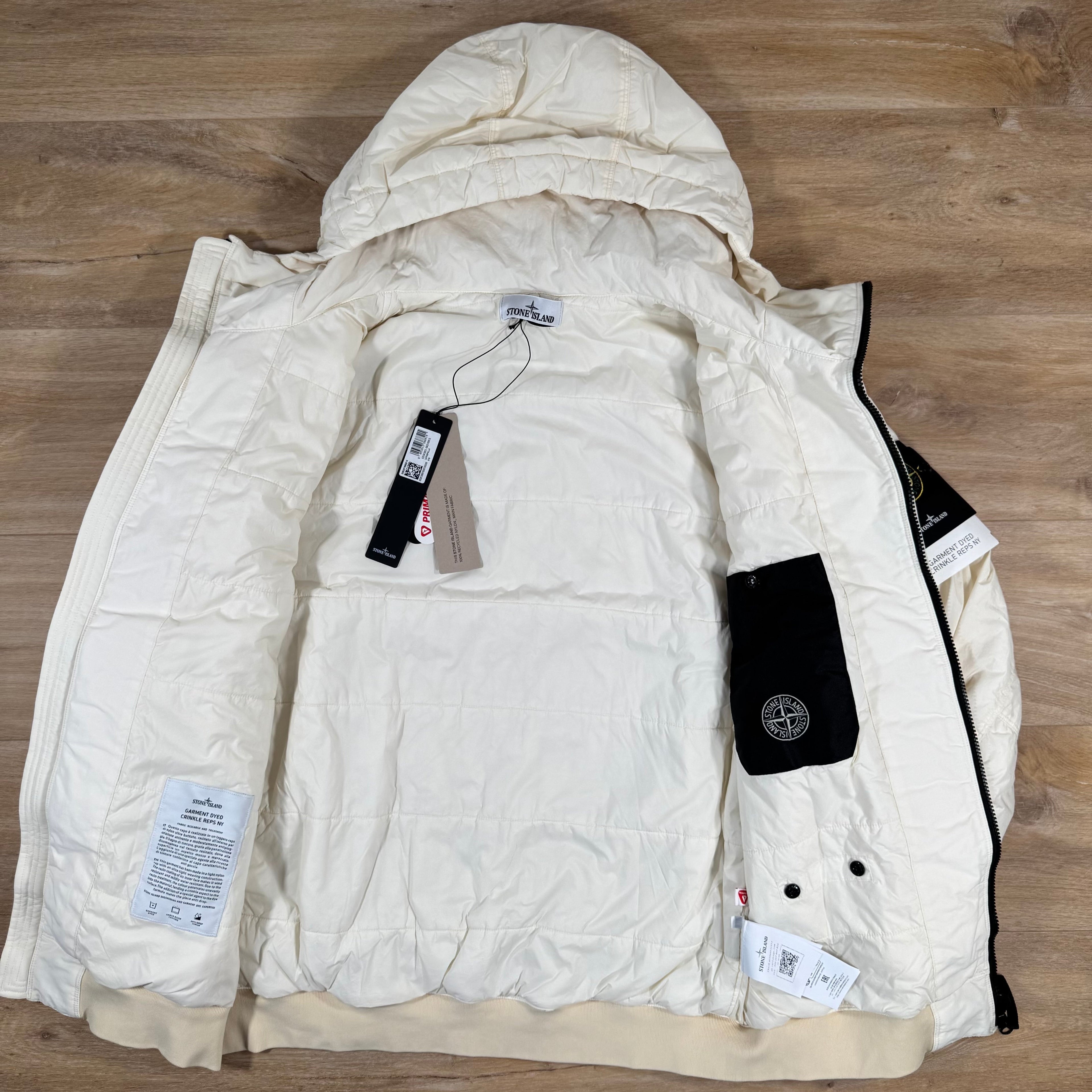 Stone Island Crinkle Reps NY Padded Jacket in Ivory