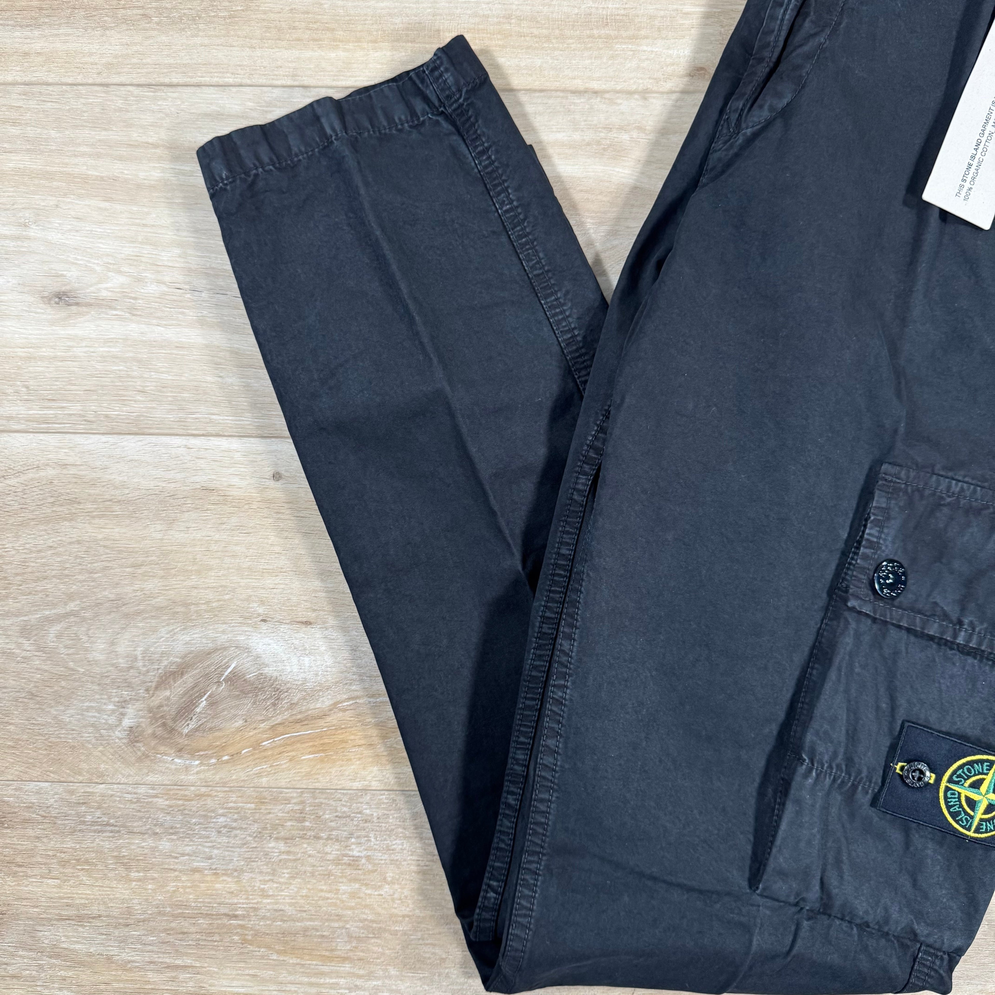 Stone Island Brushed Cotton Old Treatment Cargo Trousers in Black