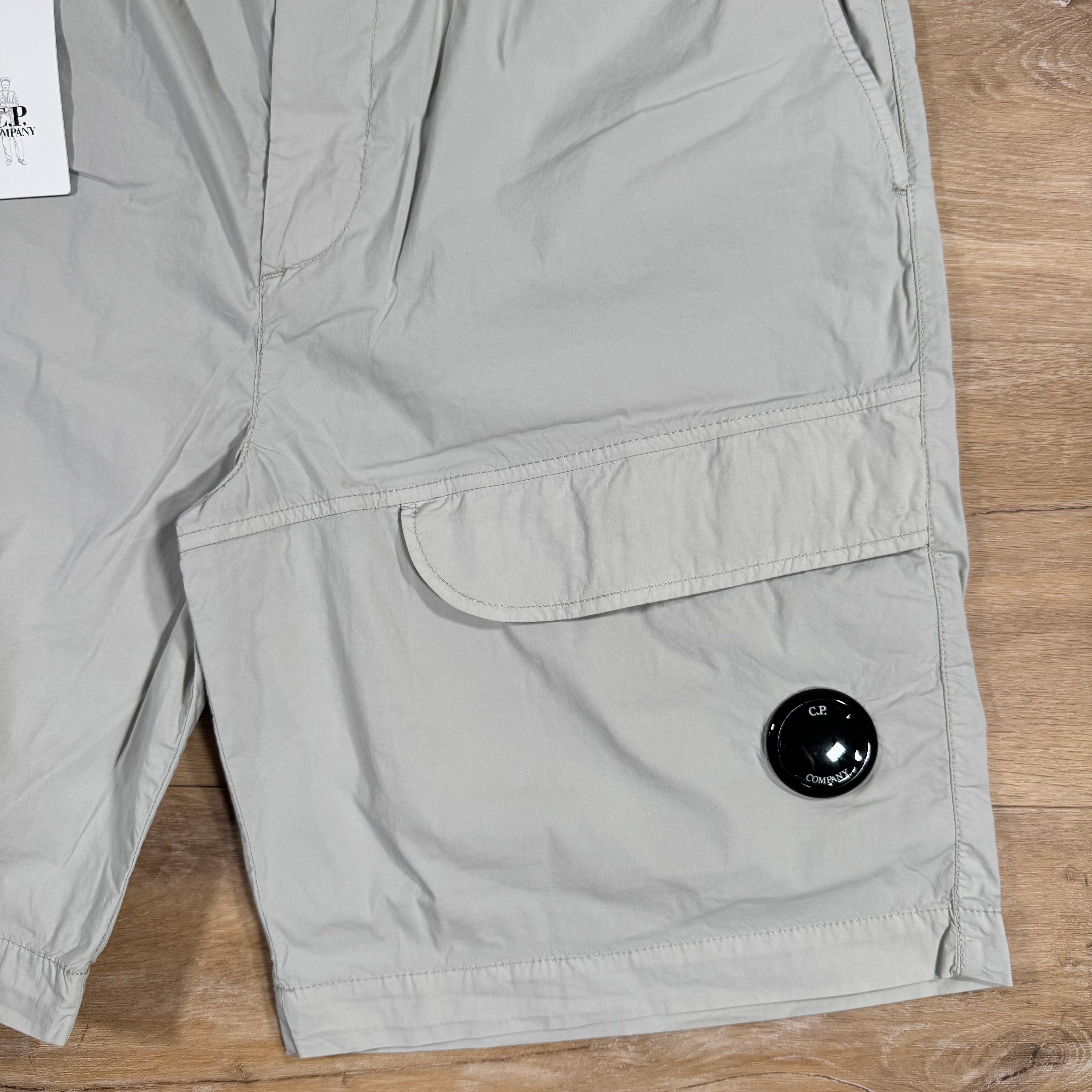 CP Company 50 Fili Stretch Cargo Shorts in Blue Fox - Grey