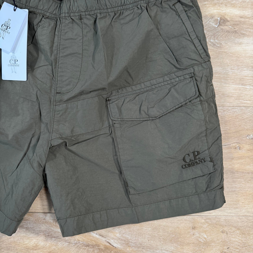 CP Company Flatt Nylon Logo Swim Shorts in Ivy Green