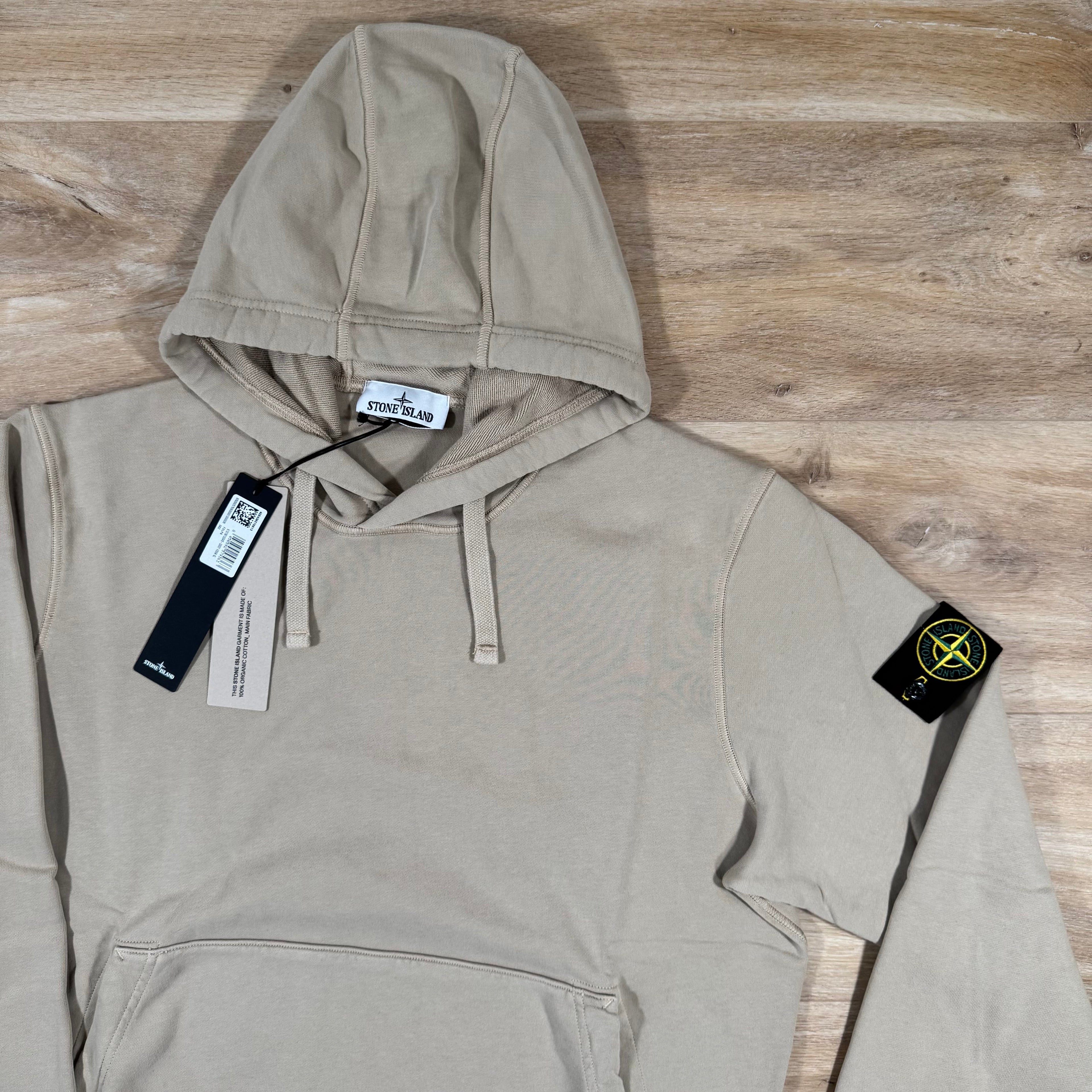 Stone Island Organic Cotton Fleece Pullover Hoodie in Desert