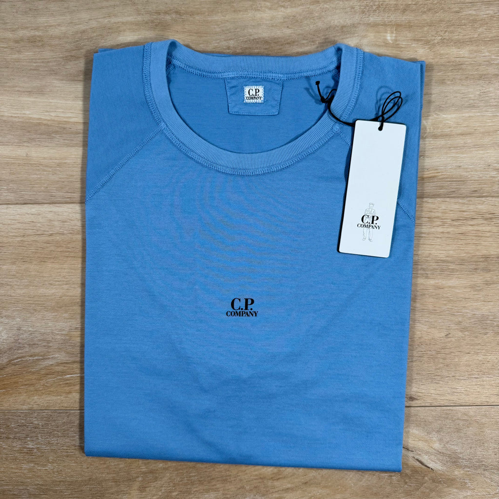 CP Company Micronet Jersey Raglan Logo T-Shirt in Pacific Coast - Light Blue