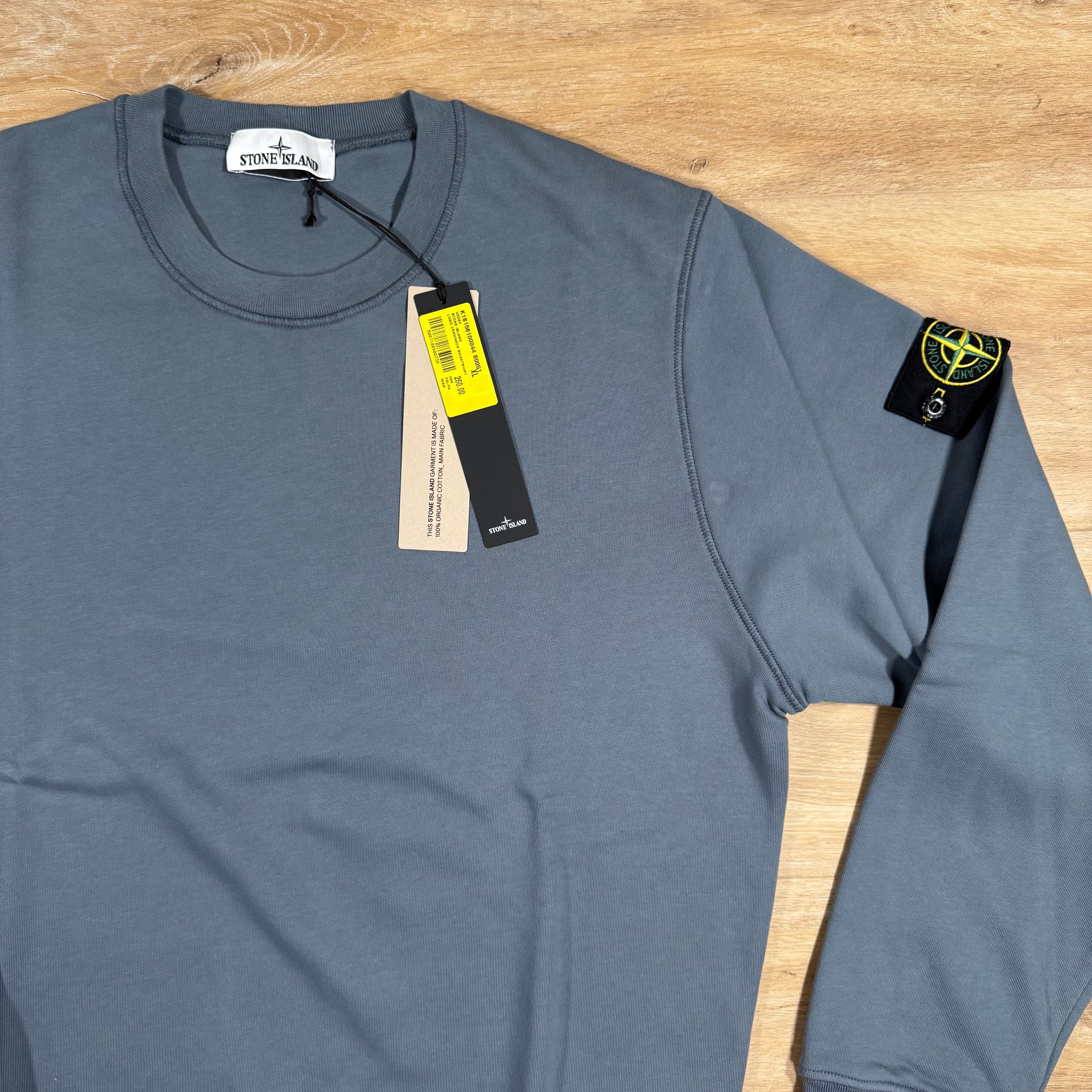 Stone Island Organic Cotton Fleece Sweatshirt in Avio Blue