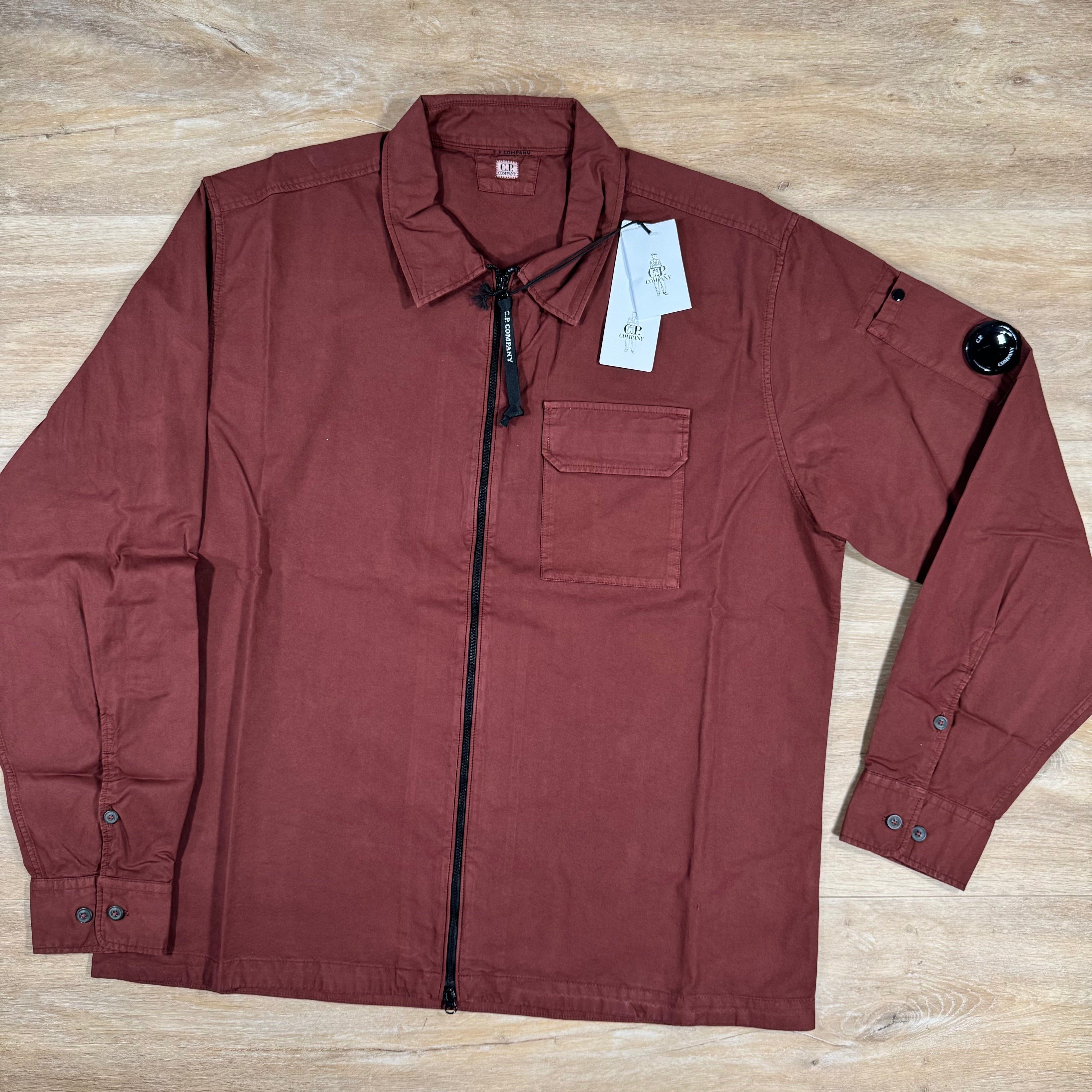 CP Company Organic Gabardine Lens Overshirt in Sable - Brown
