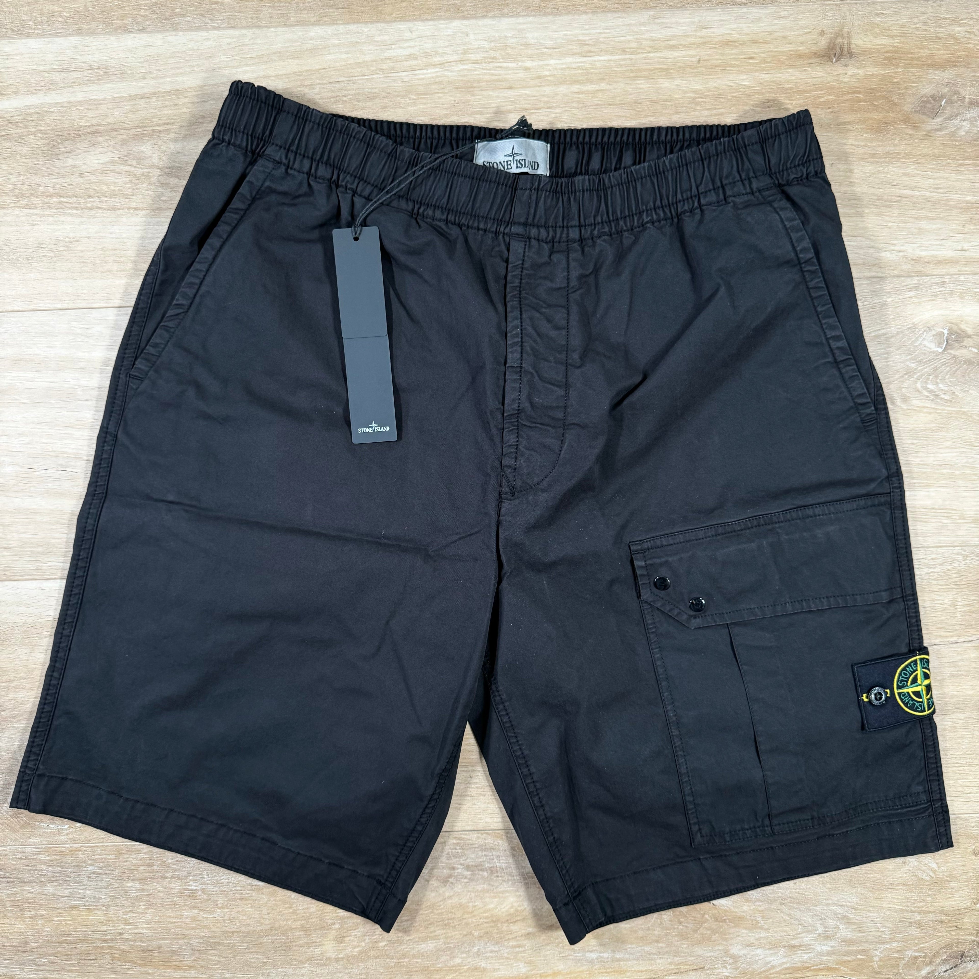 Stone Island Stretch-TC Cargo Bermuda Shorts in Black