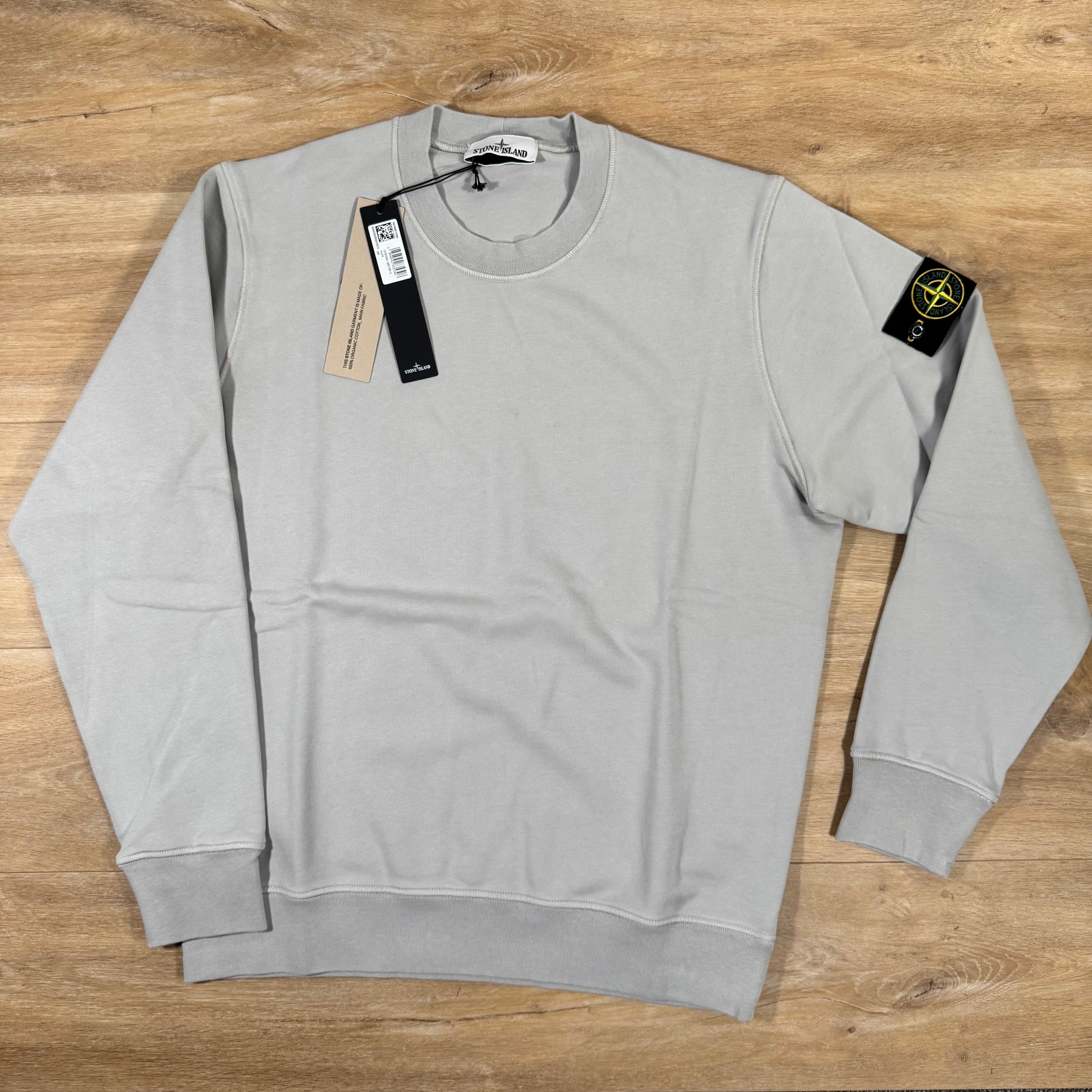 Stone Island Organic Cotton Fleece Sweatshirt in Pearl Grey
