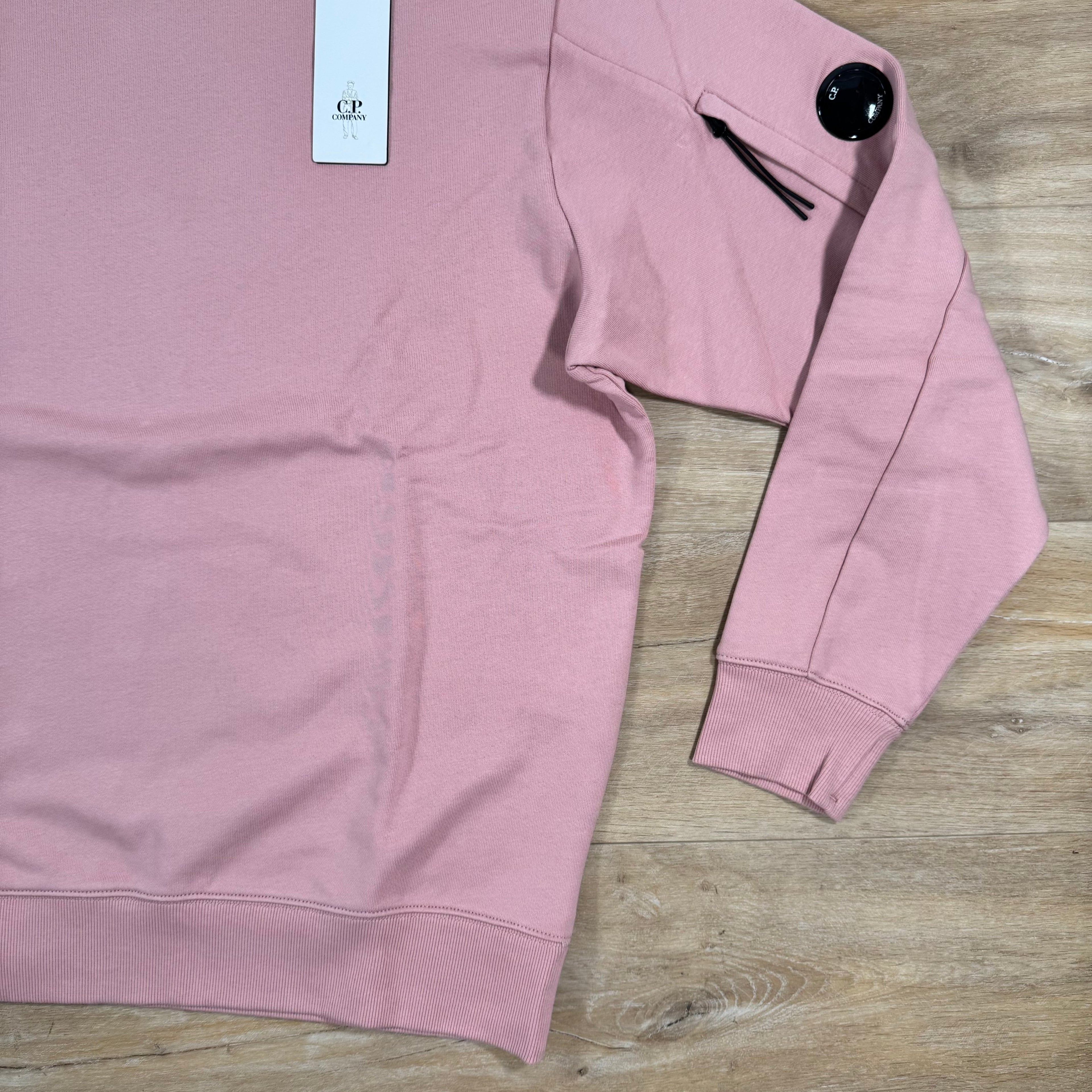CP Company Diagonal Raised Fleece Lens Sweatshirt in Misty Rose - Pink