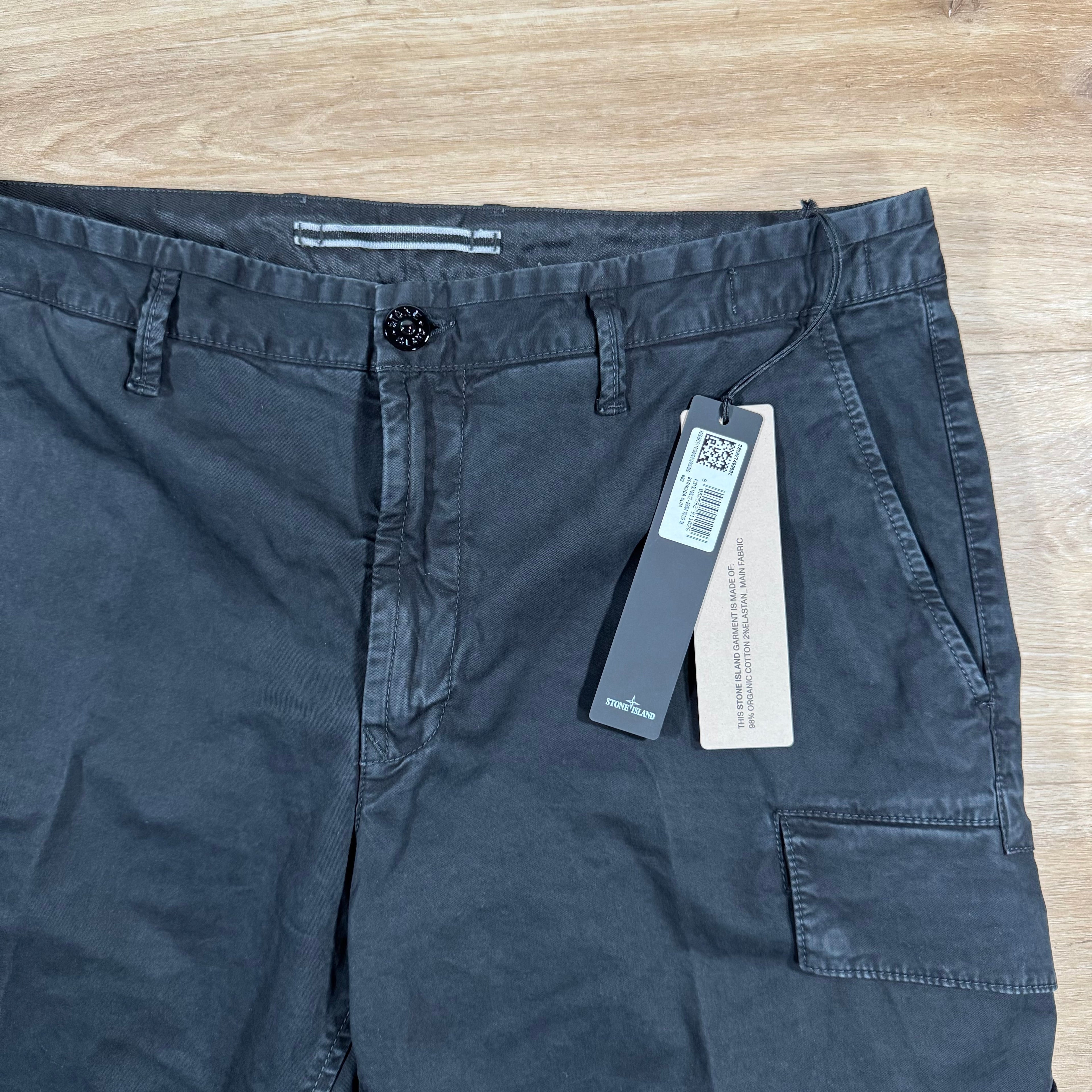 Stone Island Stretch Twill Cargo Shorts in Black