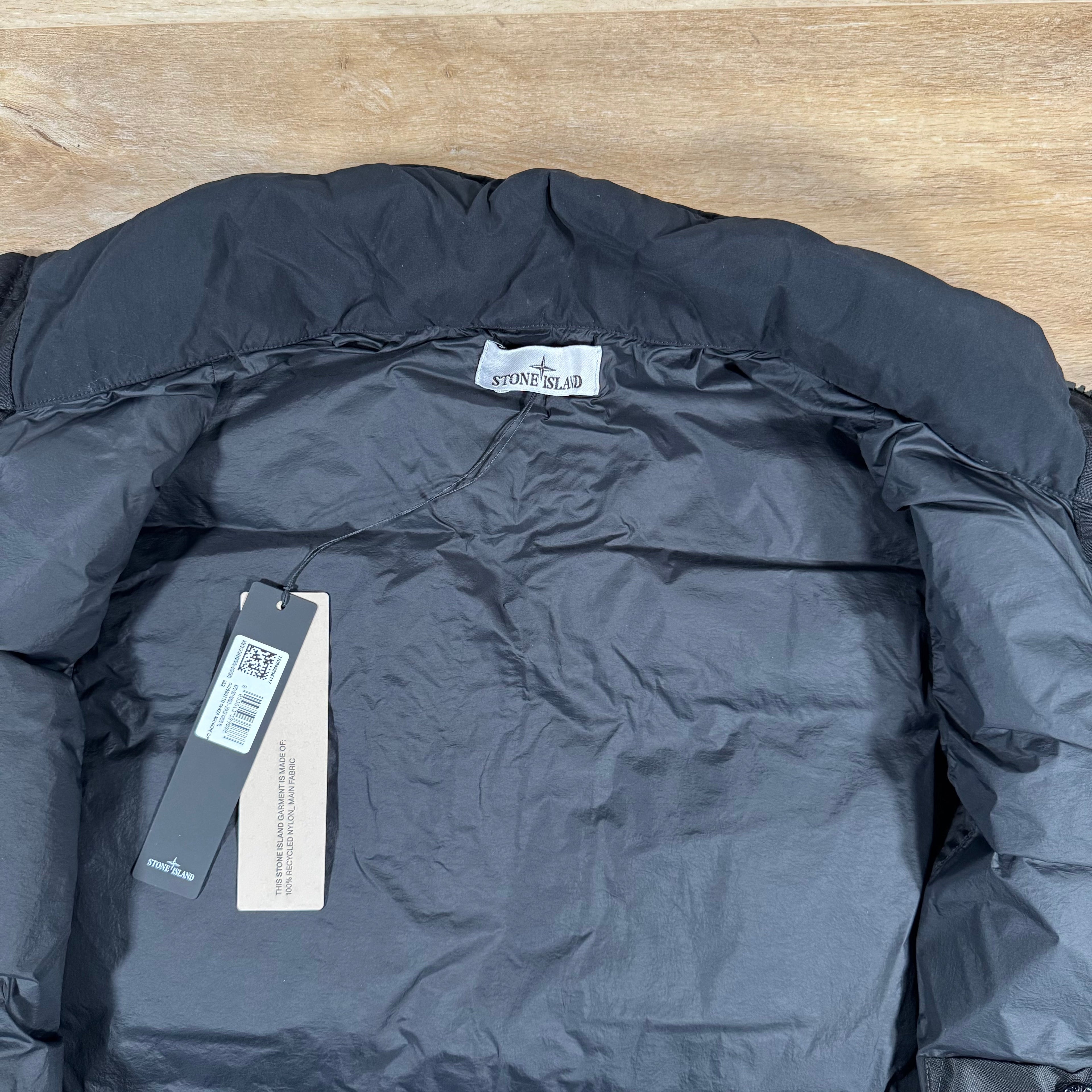 Stone Island Crinkle Reps NY Nylon Down Vest in Black