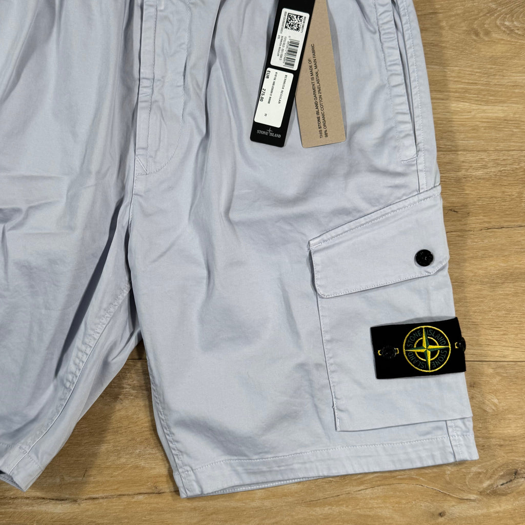 Stone Island Organic Stretch Cotton Cargo Bermuda Shorts in Lilac
