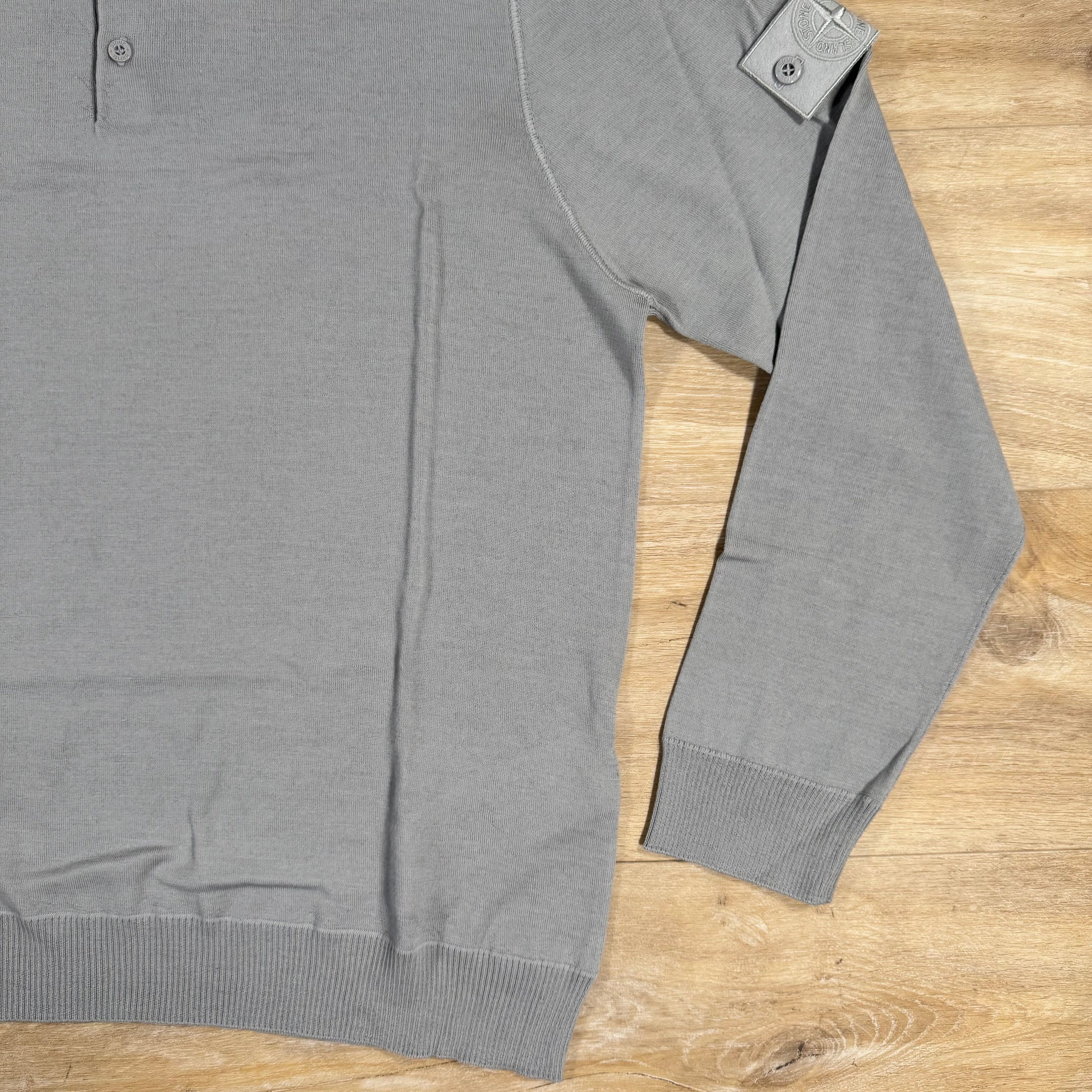 Stone Island Light Pure Wool Long-Sleeved Ghost Polo Shirt in Dust Grey