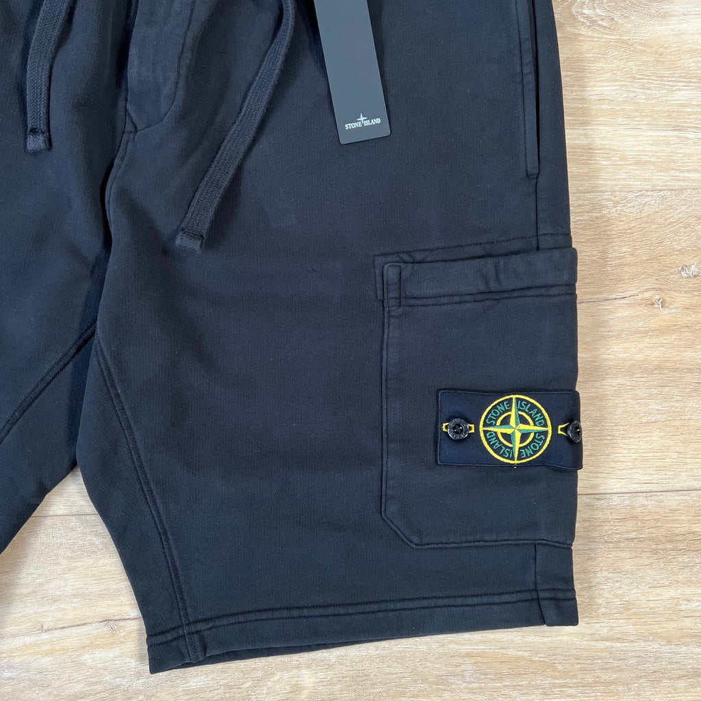 Stone Island Organic Cotton Fleece Shorts in Black
