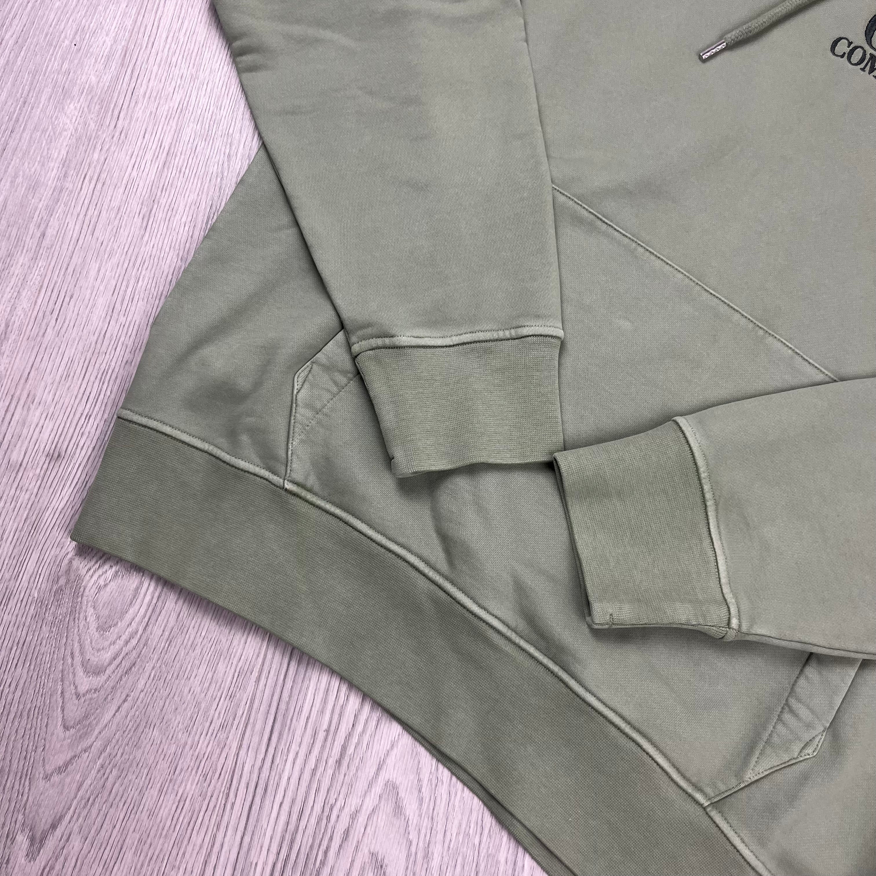 CP Company Raised Fleece Hoodie - Seagrass