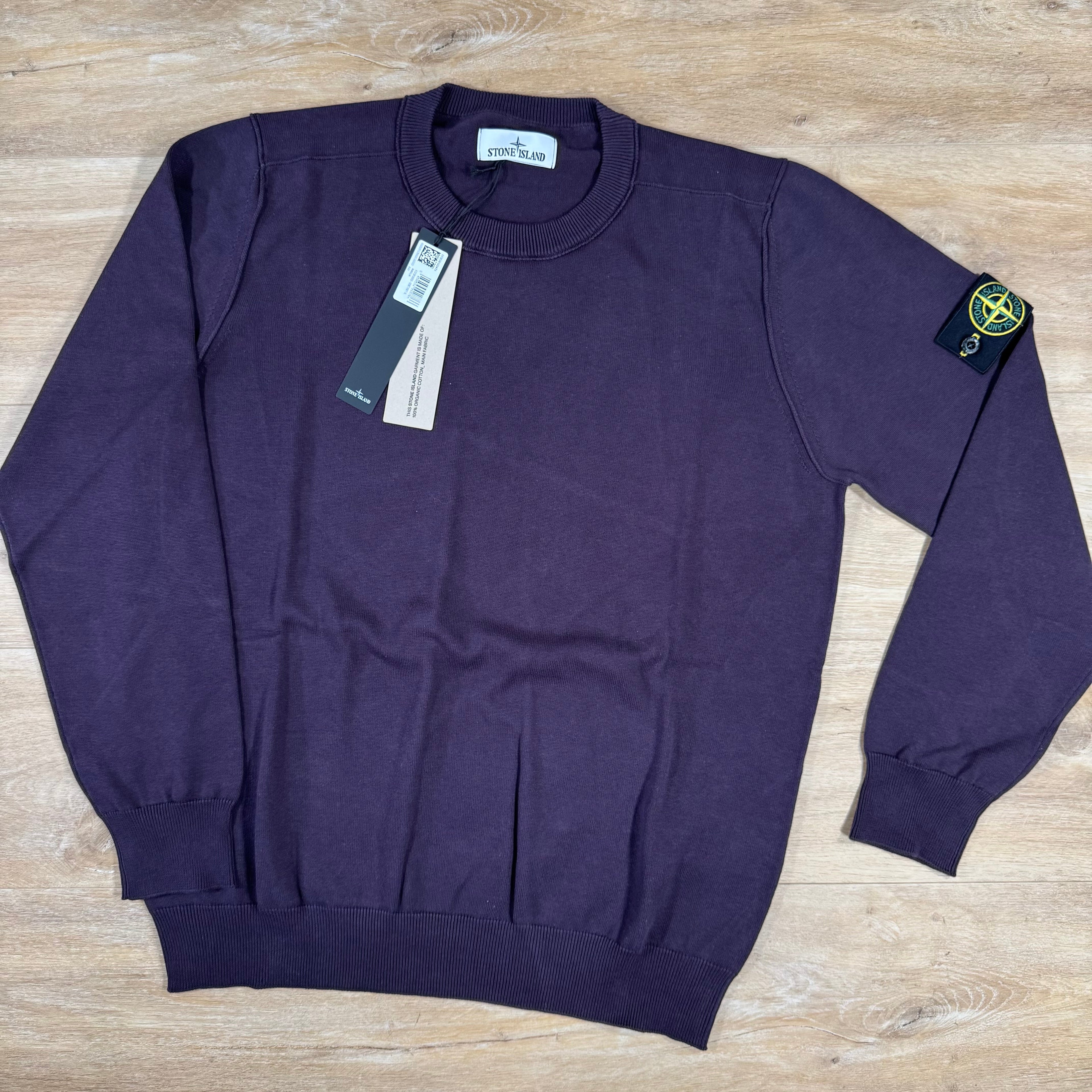Stone Island Soft Organic Cotton Crewneck Jumper in Burgundy