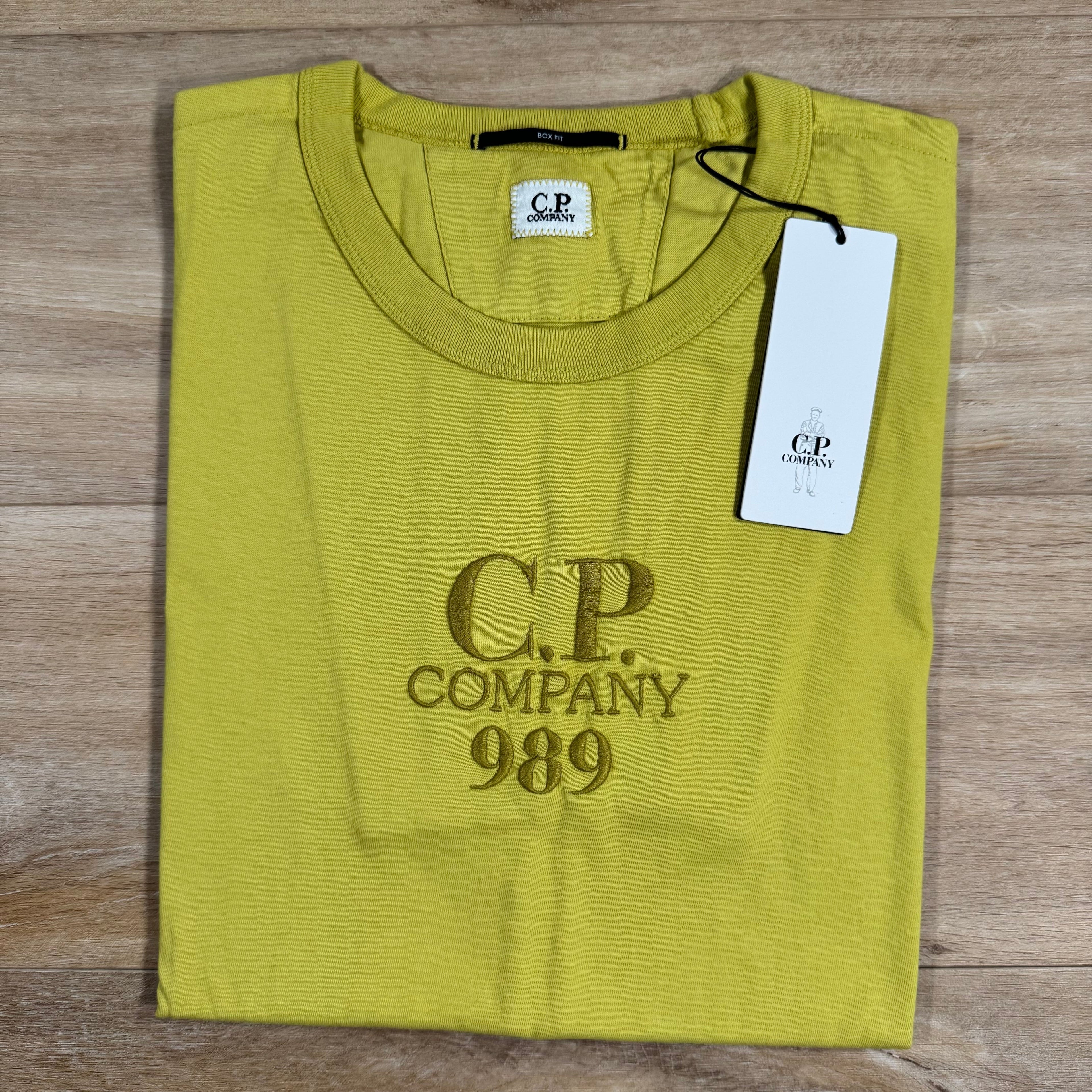 CP Company 20/1 Jersey Boxy Logo T-Shirt in Cress Green - Yellow