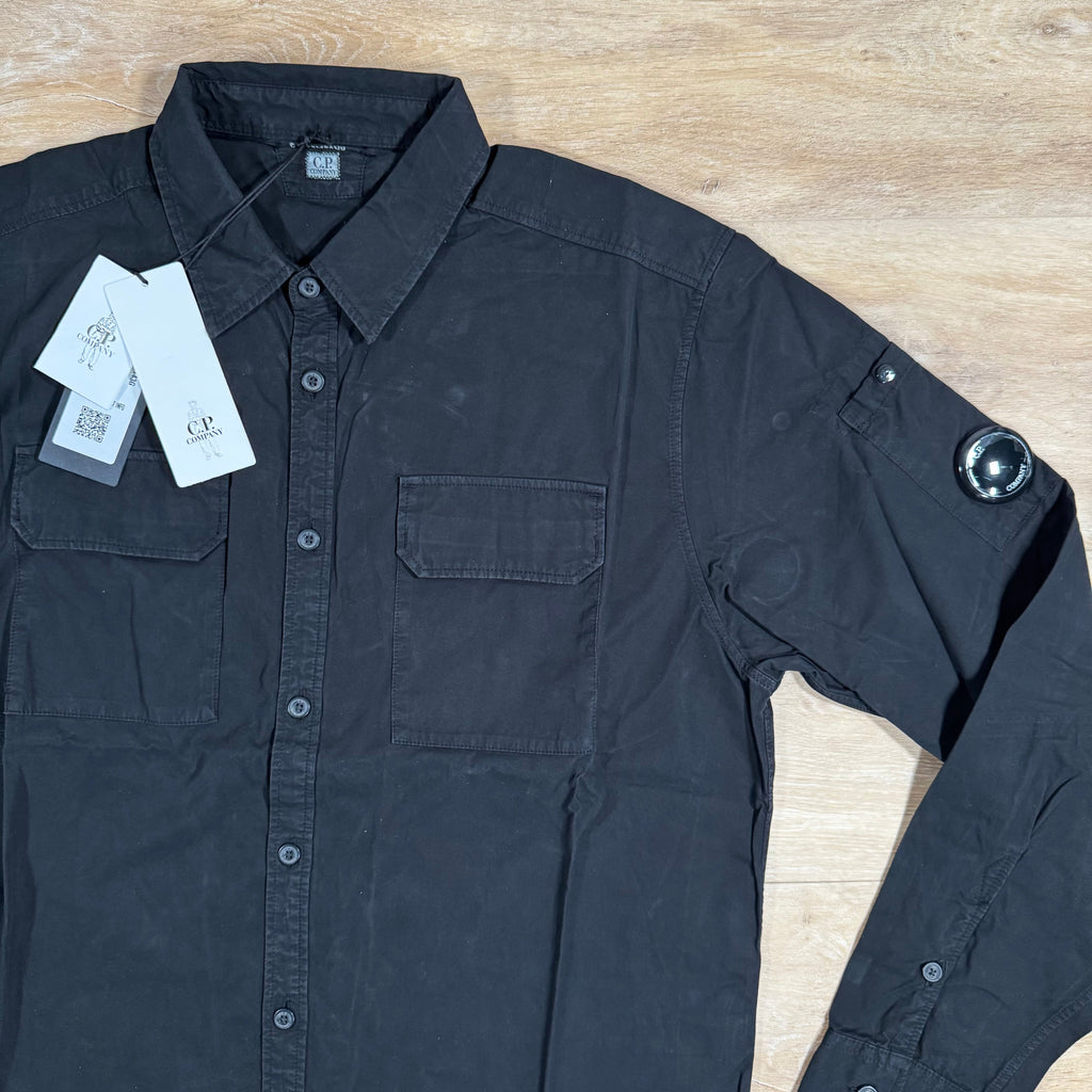 CP Company Gabardine Buttoned Lens Shirt in Black
