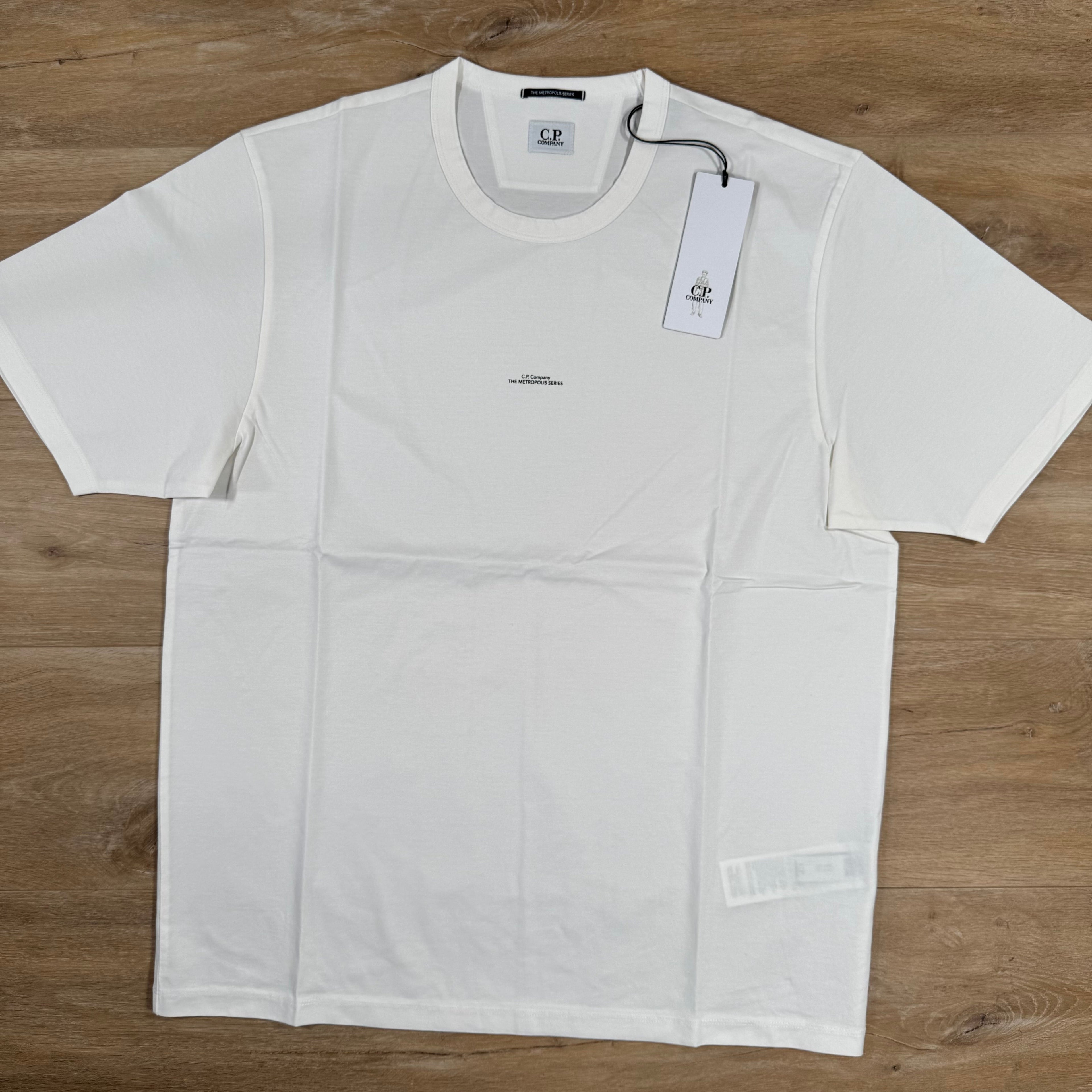 CP Company Metropolis Series Printed Logo T-Shirt in Gauze White