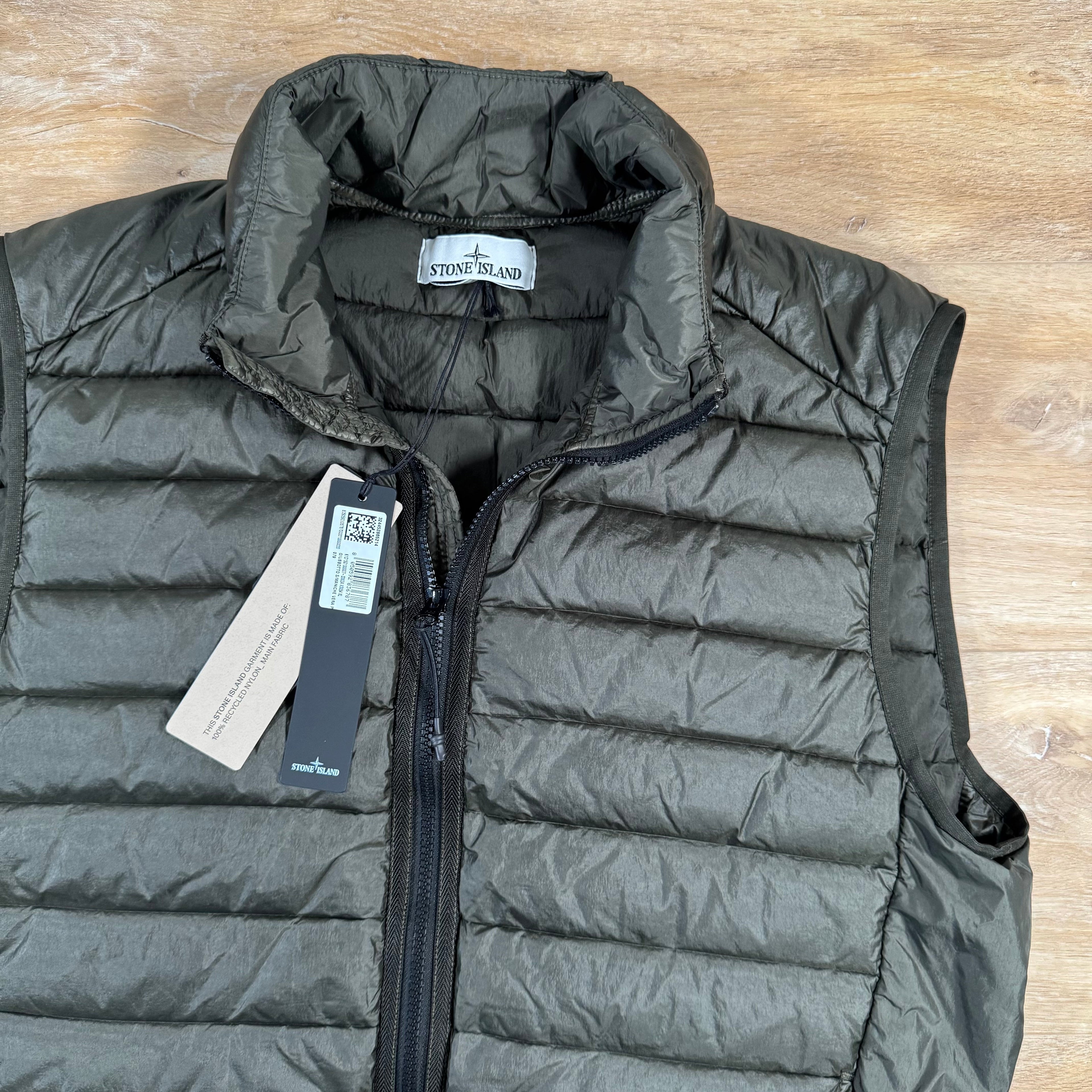 Stone Island Nylon Down-TC Vest in Military Green