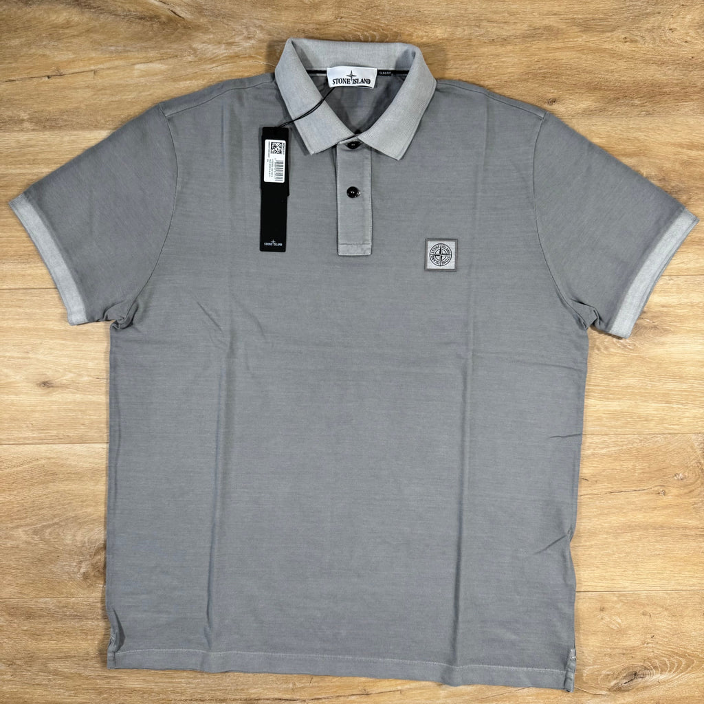 Stone Island Organic Cotton Overdye Polo Shirt in Pearl Grey