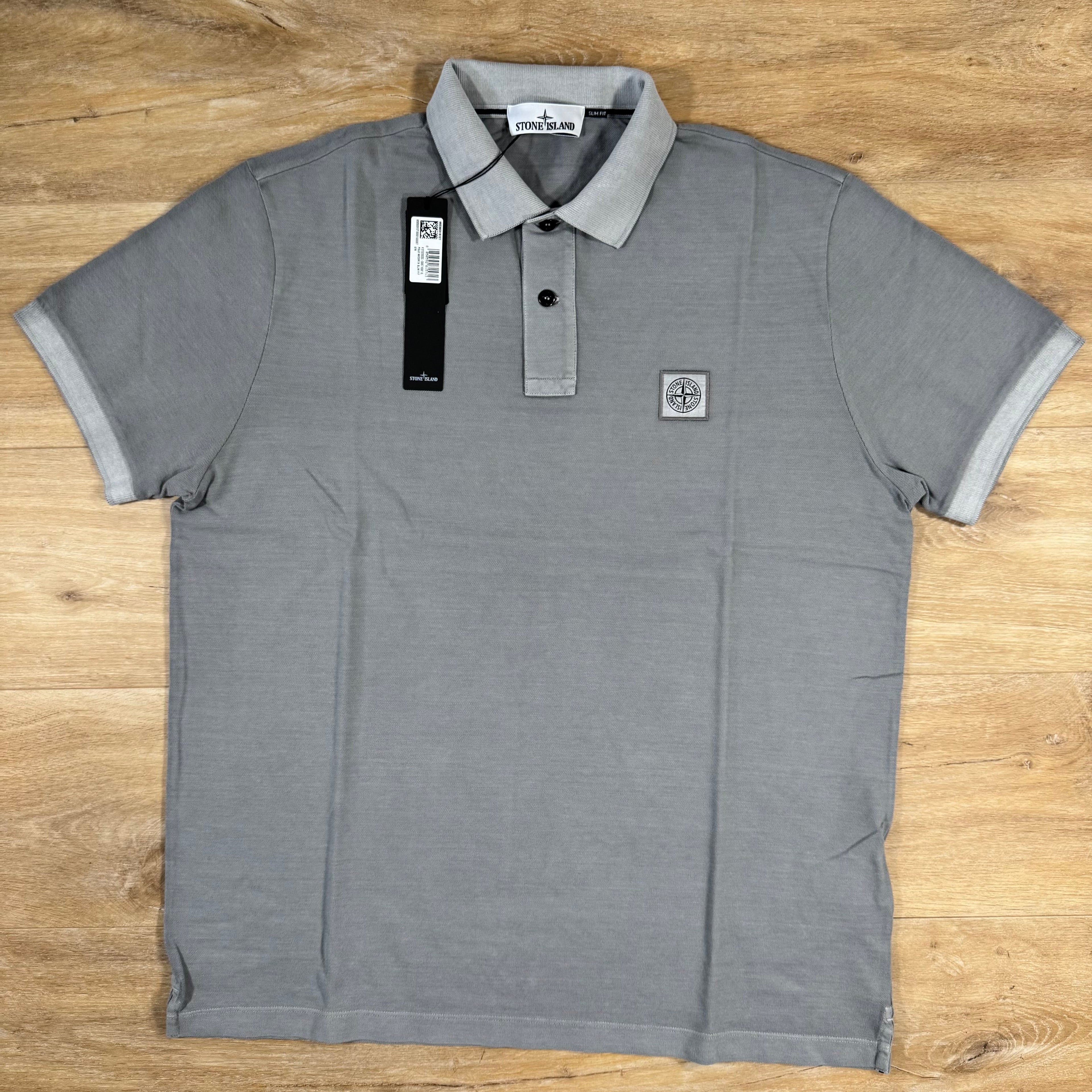 Stone Island Organic Cotton Overdye Polo Shirt in Pearl Grey