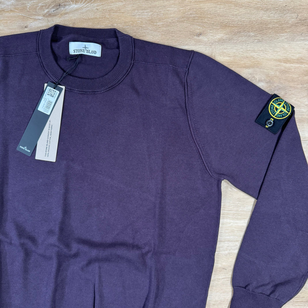 Stone Island Soft Organic Cotton Crewneck Jumper in Burgundy