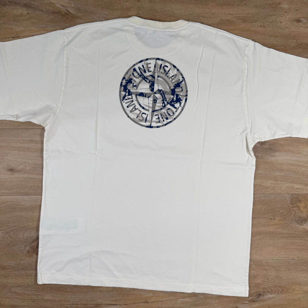 Stone Island Organic Cotton Compass Camo T-Shirt in Ivory