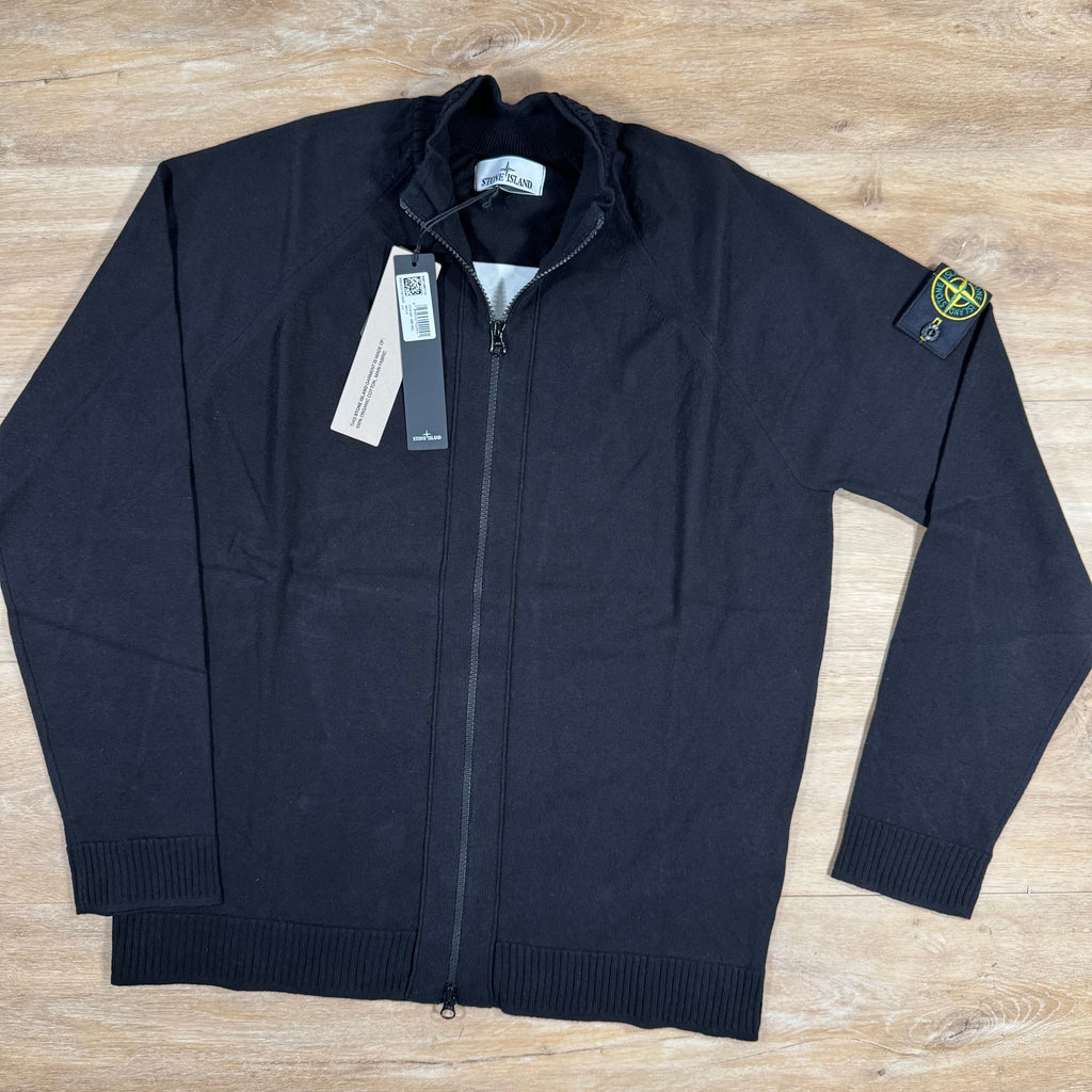 Stone Island Light Organic Cotton Knit Cardigan in Black