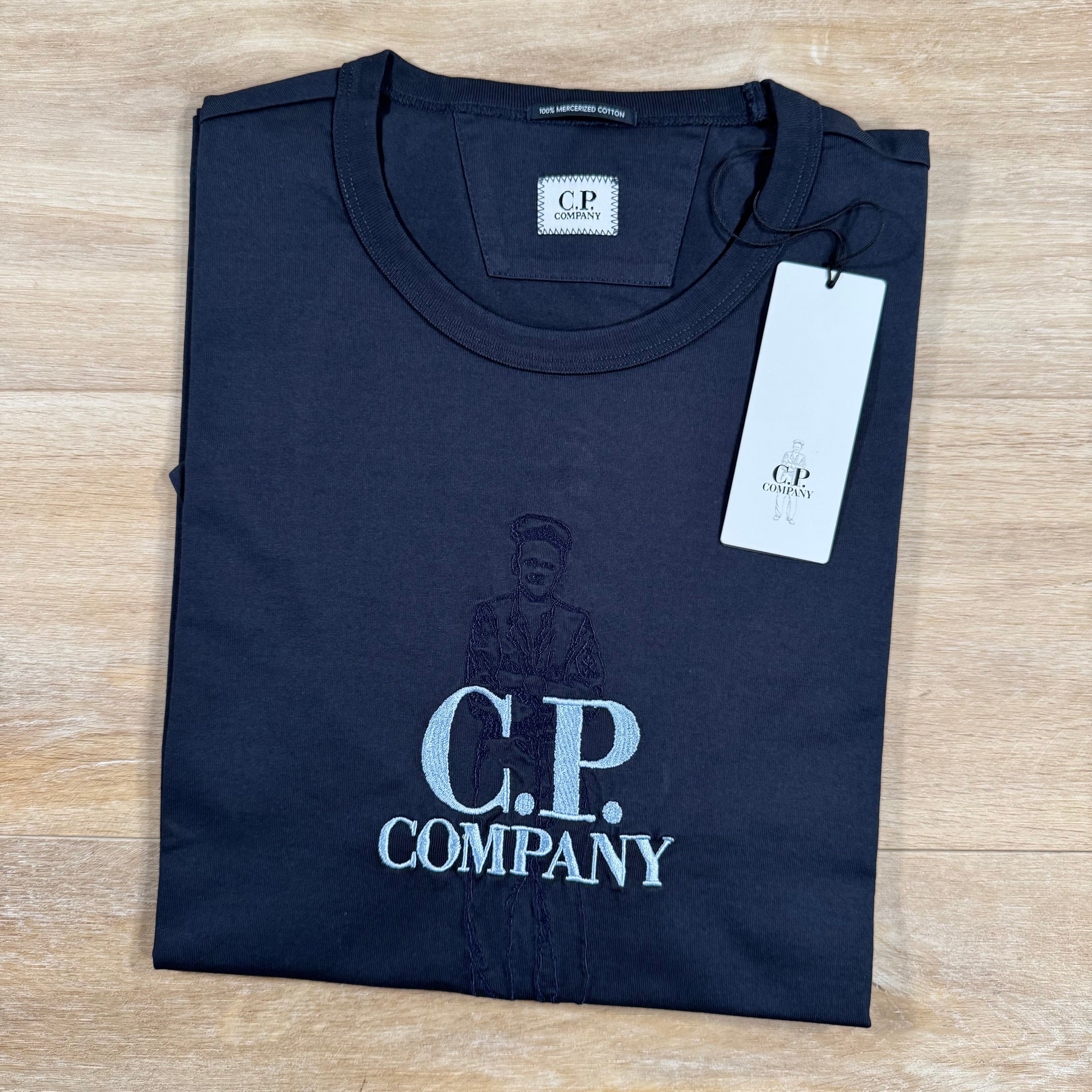 CP Company 30/2 Mercerized Jersey Twisted British Sailor T-Shirt in Navy