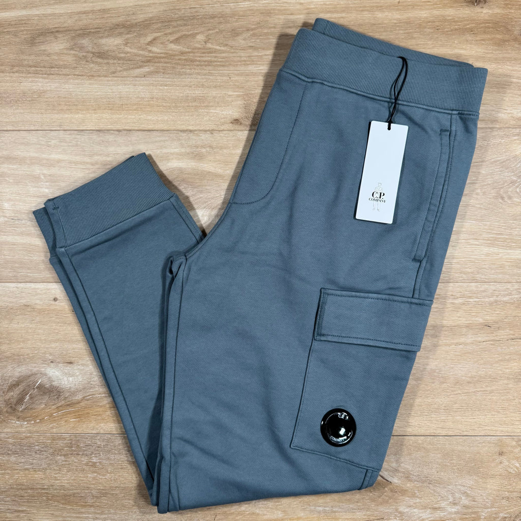 CP Company Diagonal Raised Fleece Lens Sweatpants in Stormy Weather - Blue