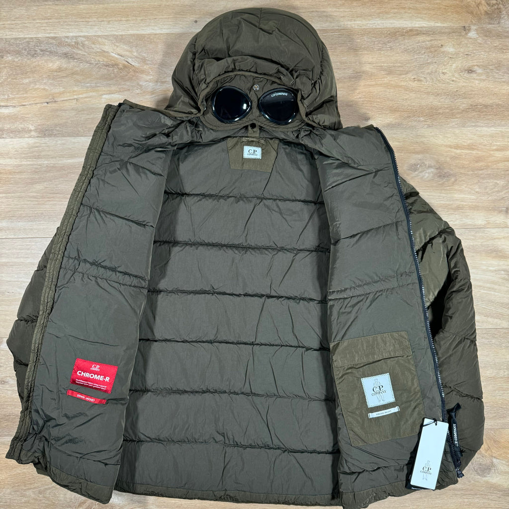 CP Company Chrome-R Goggle Down Jacket in Ivy Green