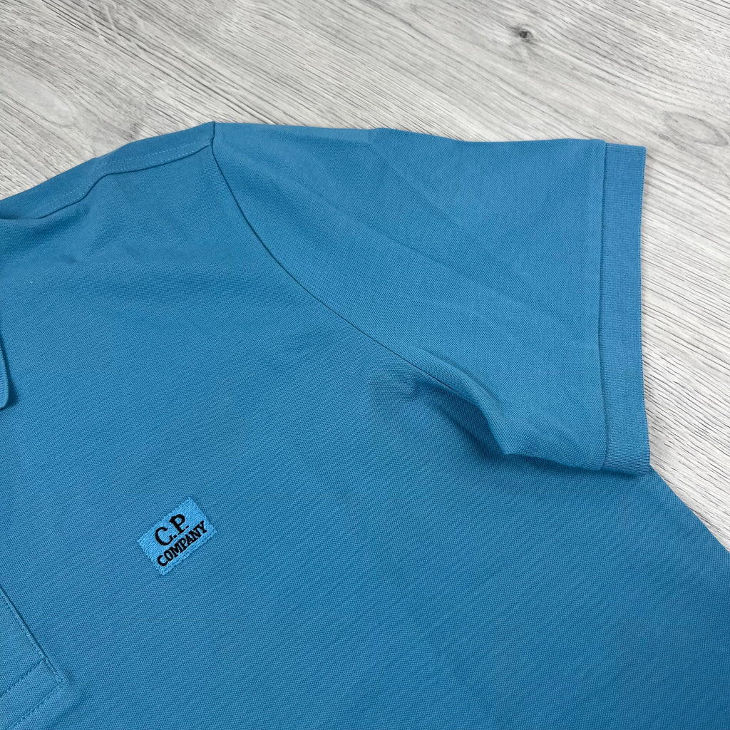 CP Company Piquet Polo Shirt - Aegean Blue