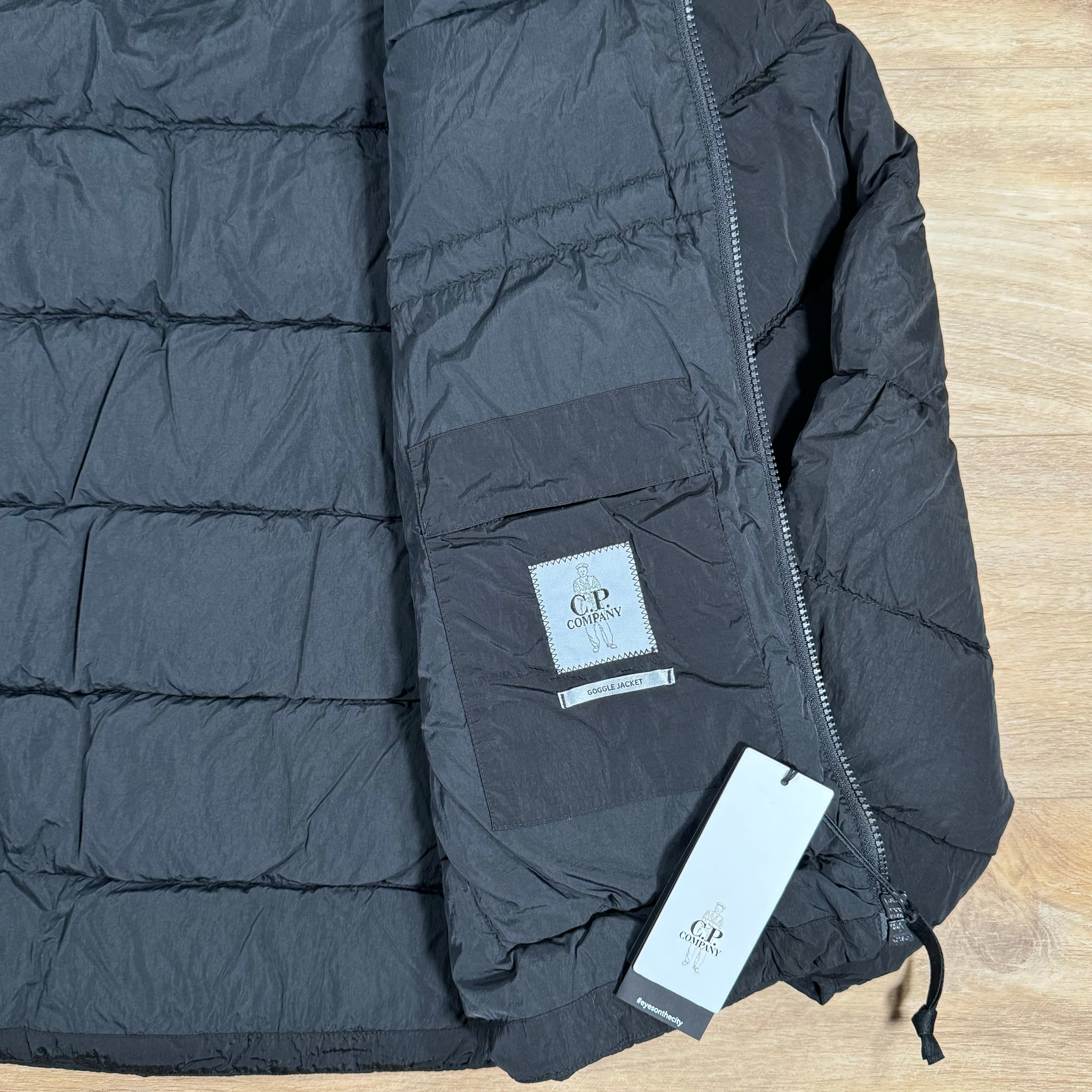 CP Company Chrome-R Goggle Down Jacket in Black