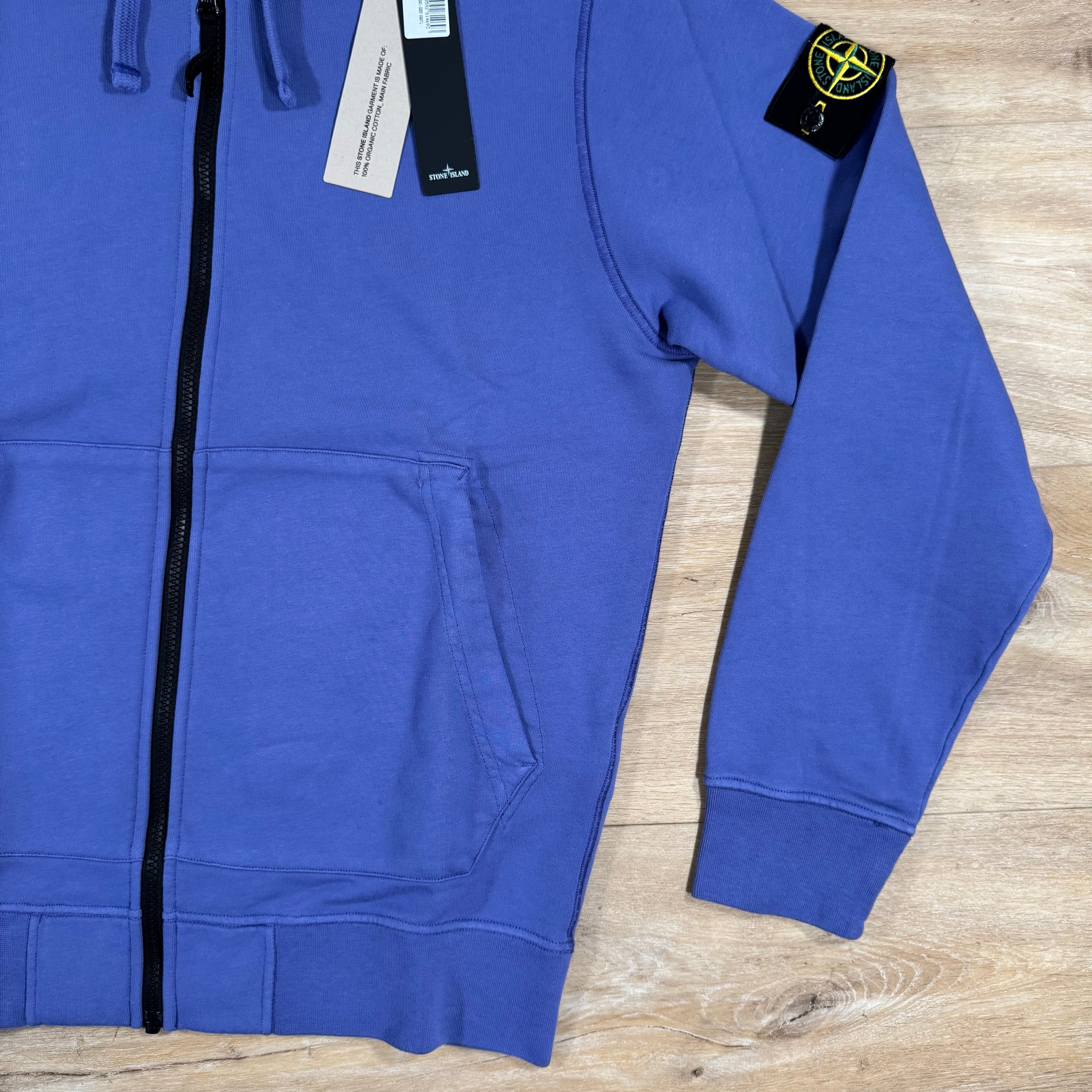 Stone Island Organic Cotton Fleece Zip Hoodie in Lavender