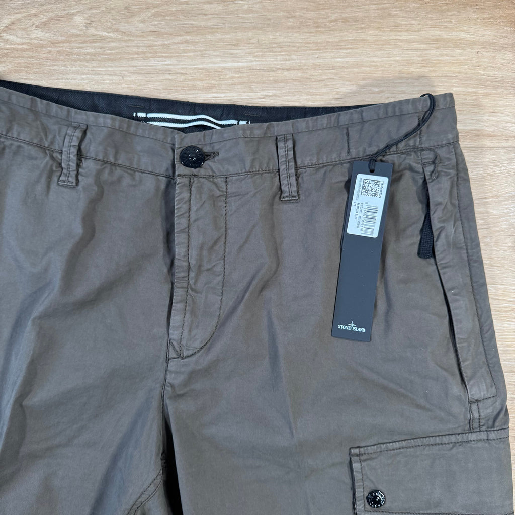 Stone Island Supima Twill Stretch-TC Cargo Bermuda Shorts in Military Green