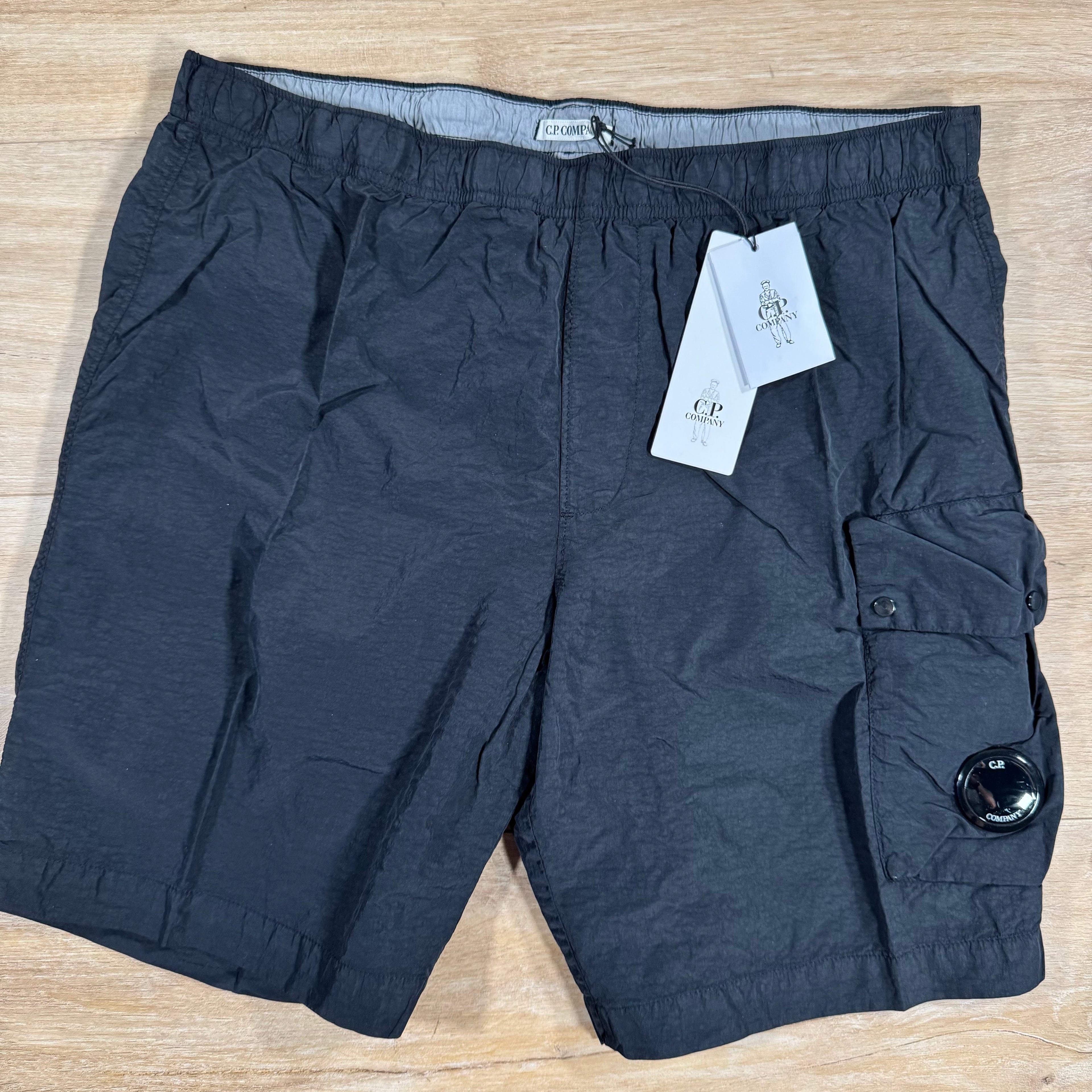 CP Company Flatt Nylon Cargo Lens Swim Shorts in Black