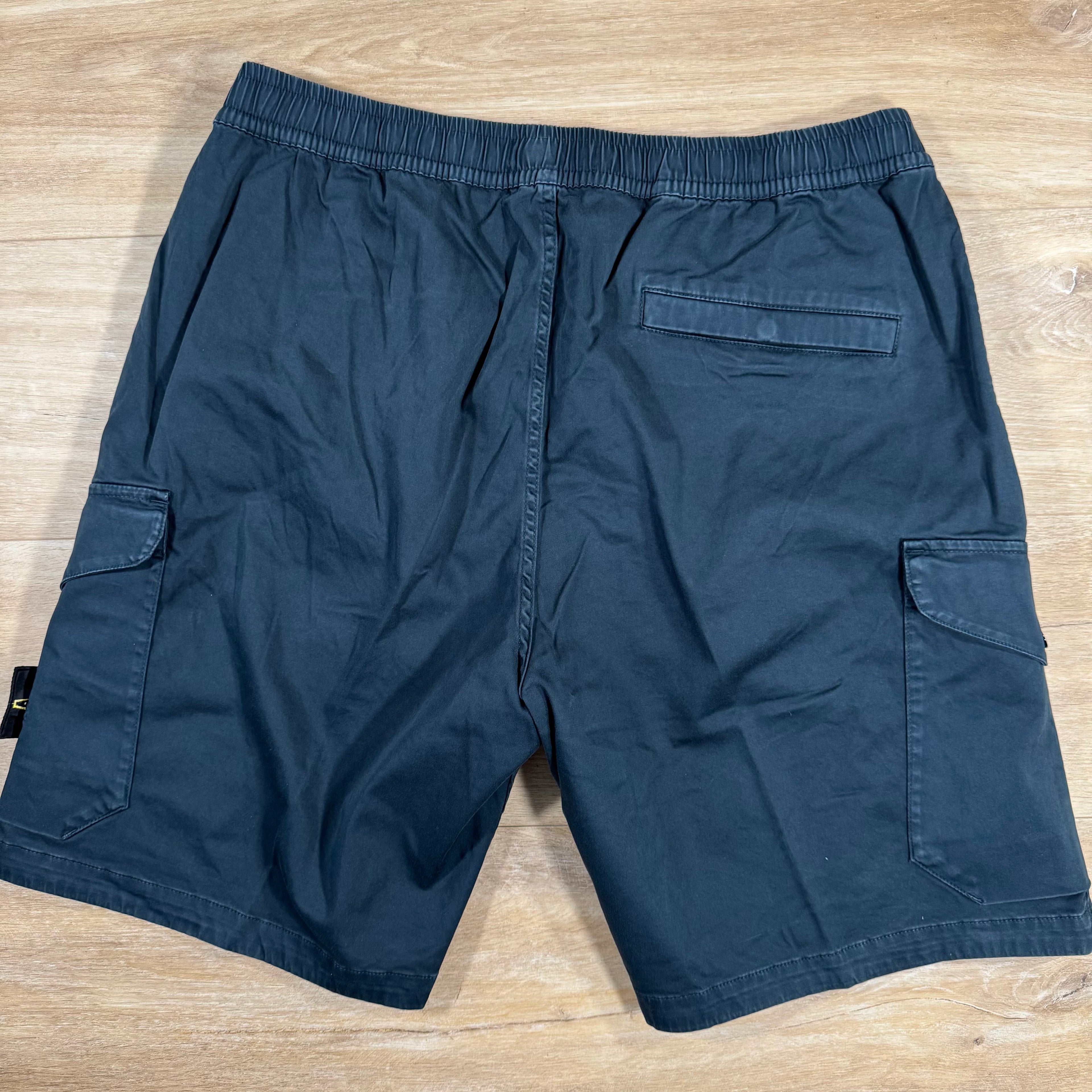 Stone Island Organic Stretch Cotton Cargo Bermuda Shorts in Navy