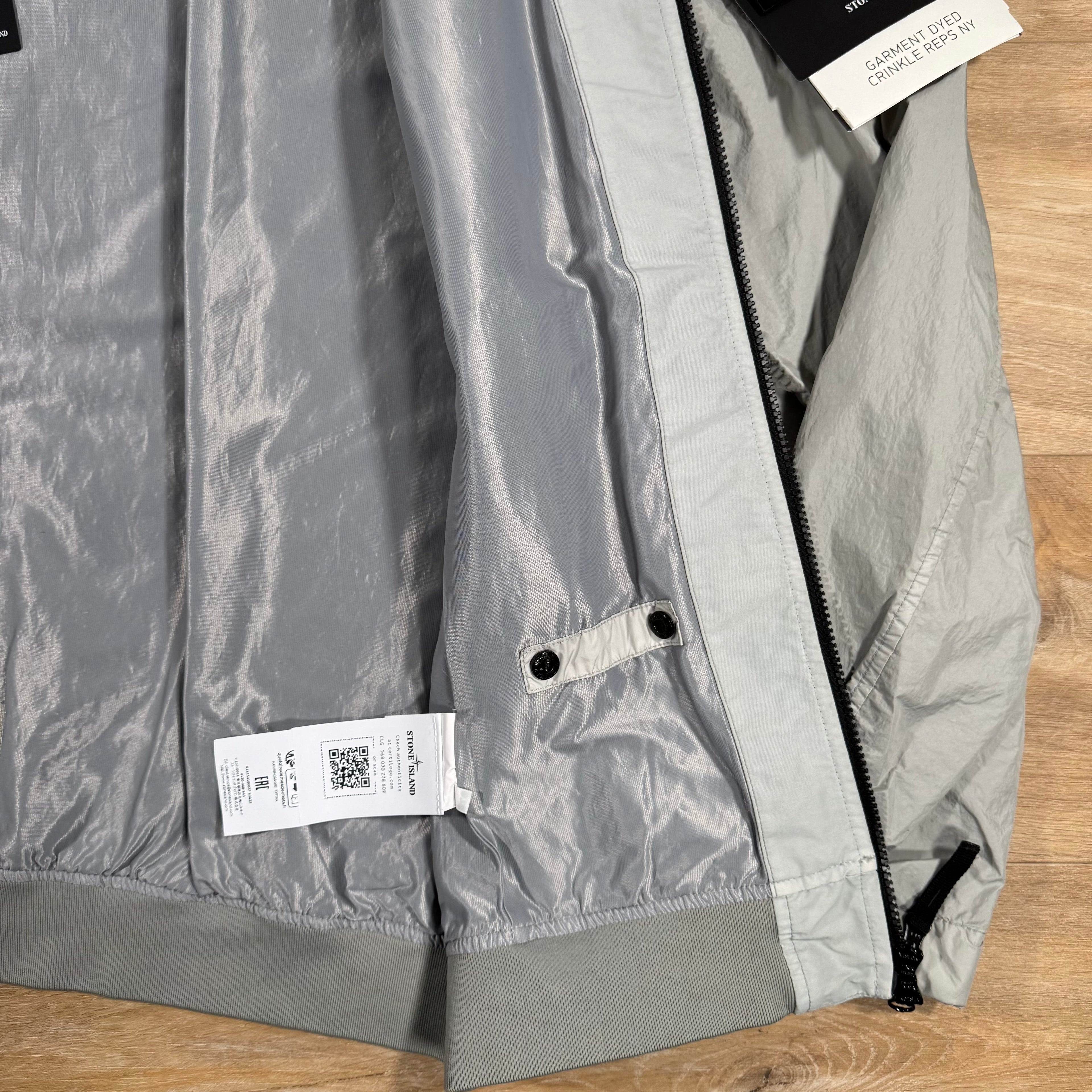 Stone Island Crinkle Reps R-NY Bomber Jacket in Pearl Grey