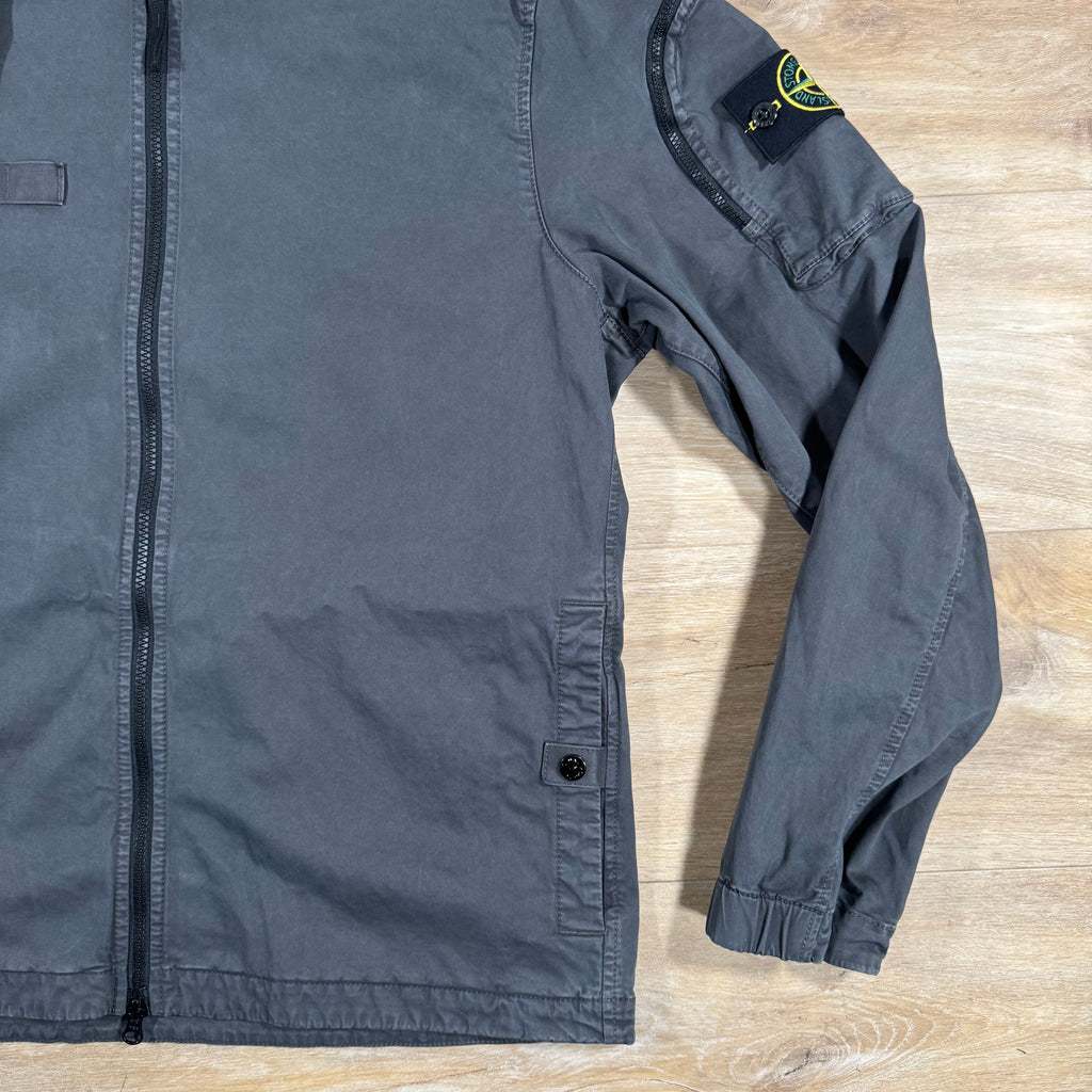 Stone Island Stretch Twill Overshirt in Charcoal Grey