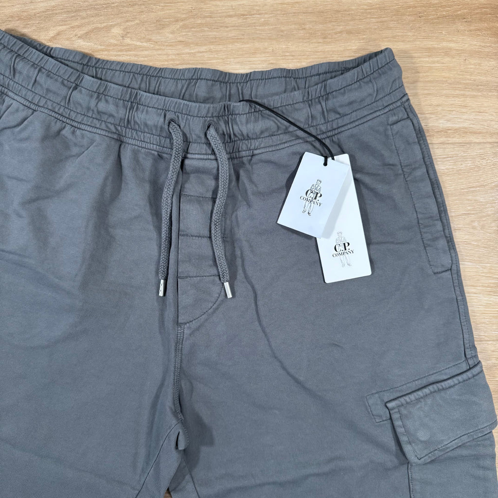 CP Company Light Fleece Cargo Lens Shorts in Smoked Pearl - Grey