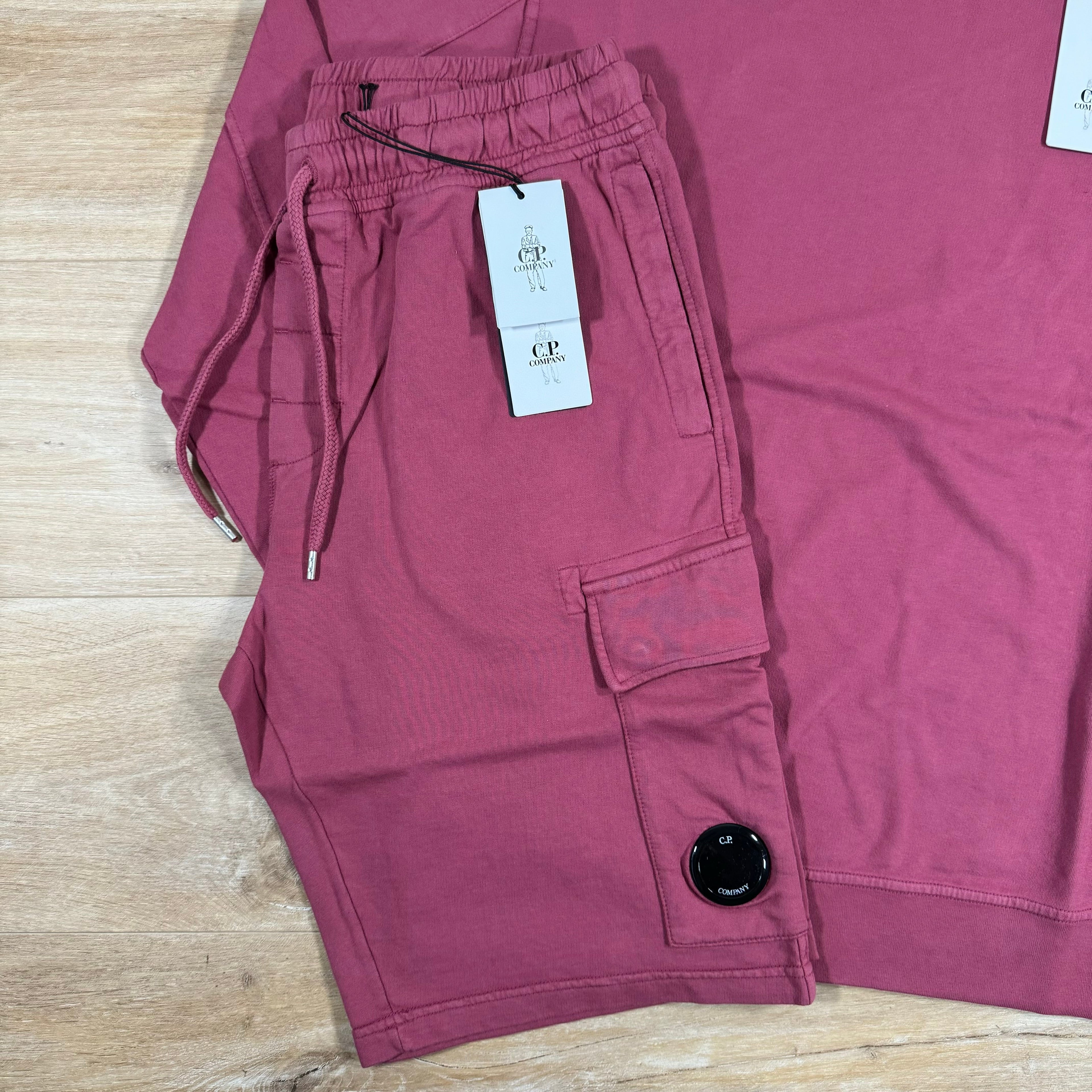 CP Company Light Fleece Lens Tracksuit in Red Bud