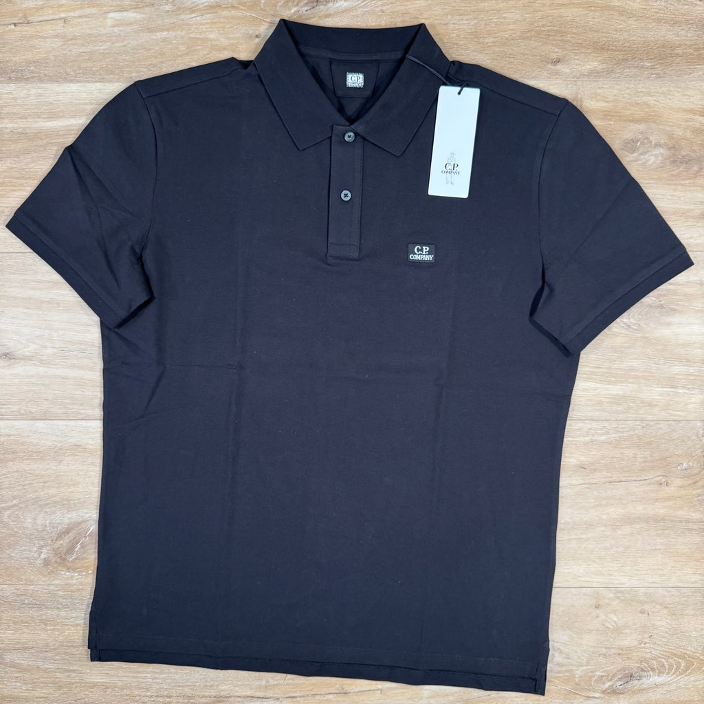 CP Company Stretch Piquet Logo Polo Shirt in Navy