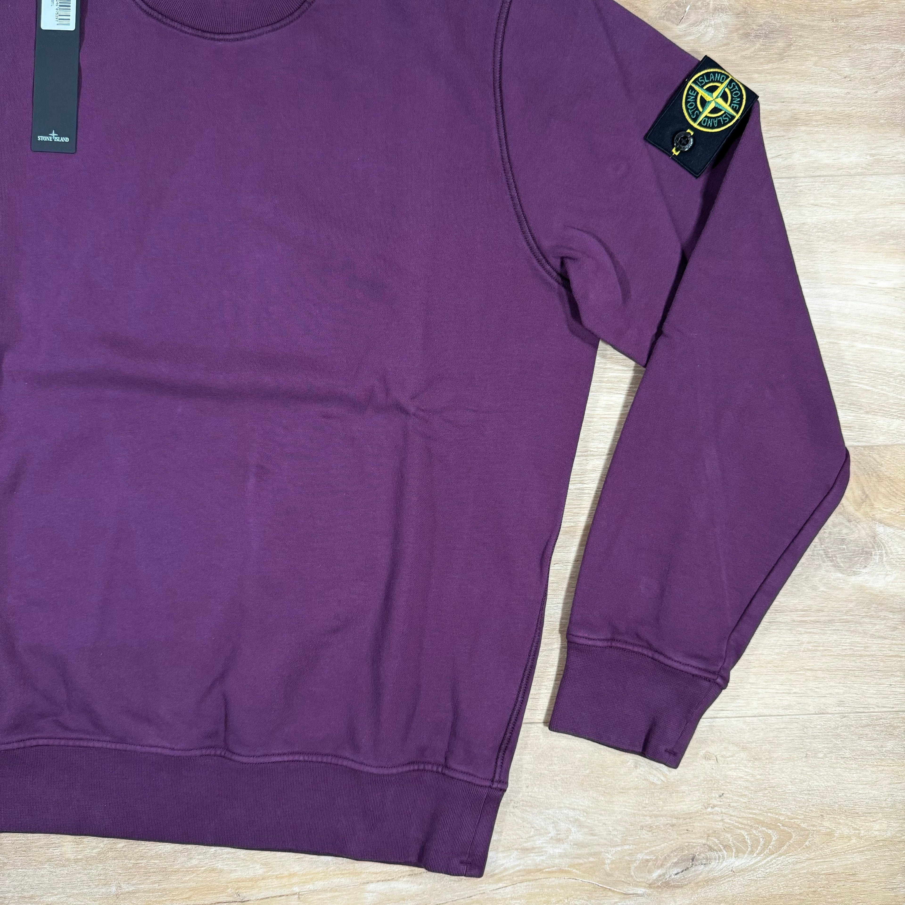 Stone Island Garment Dyed Crewneck Sweatshirt in Burgundy