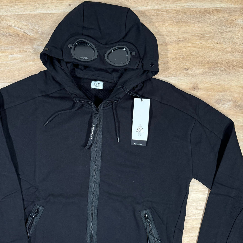 CP Company Diagonal Raised Zipped Goggle Hoodie in Black