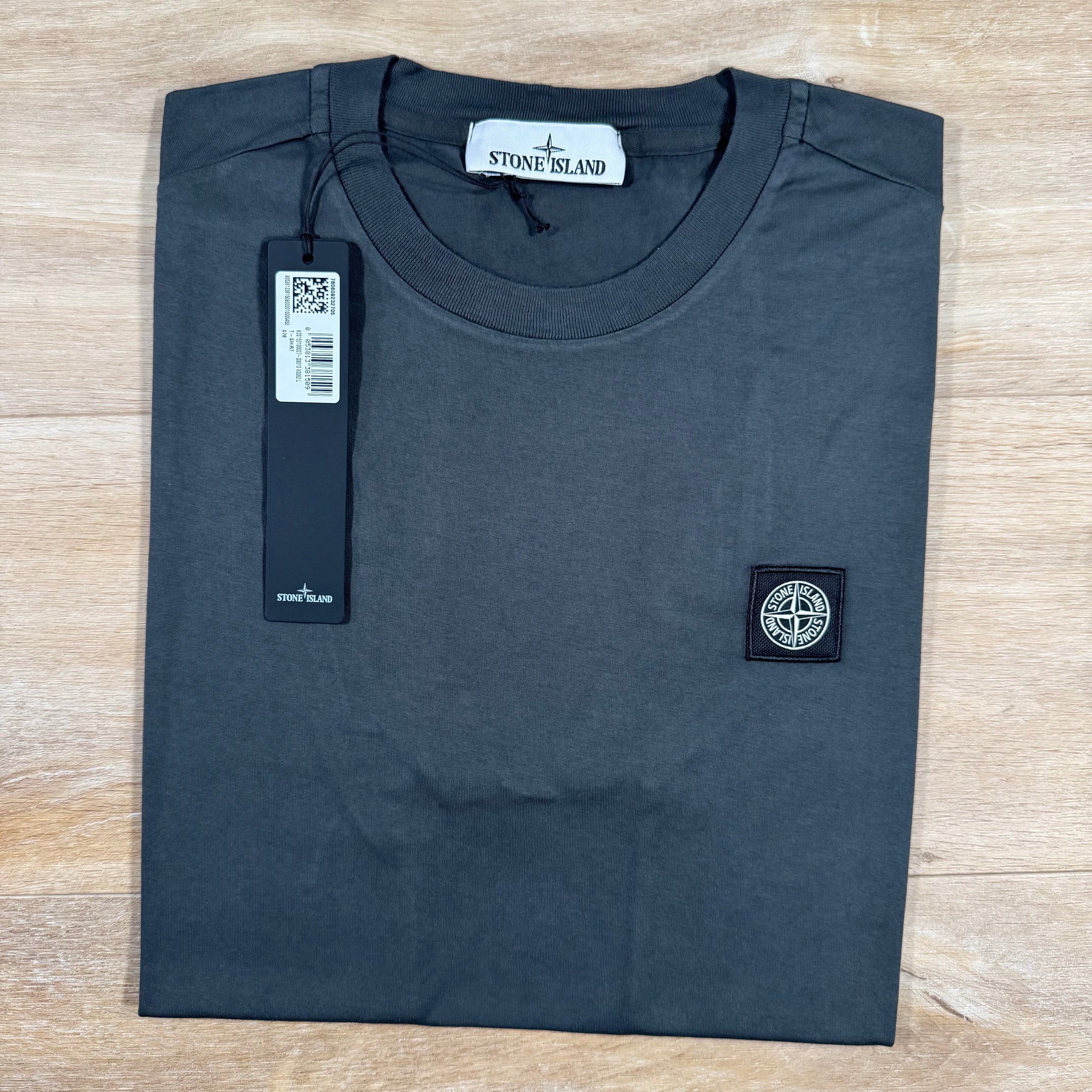 Stone Island Patch Logo T-Shirt in Lead Grey
