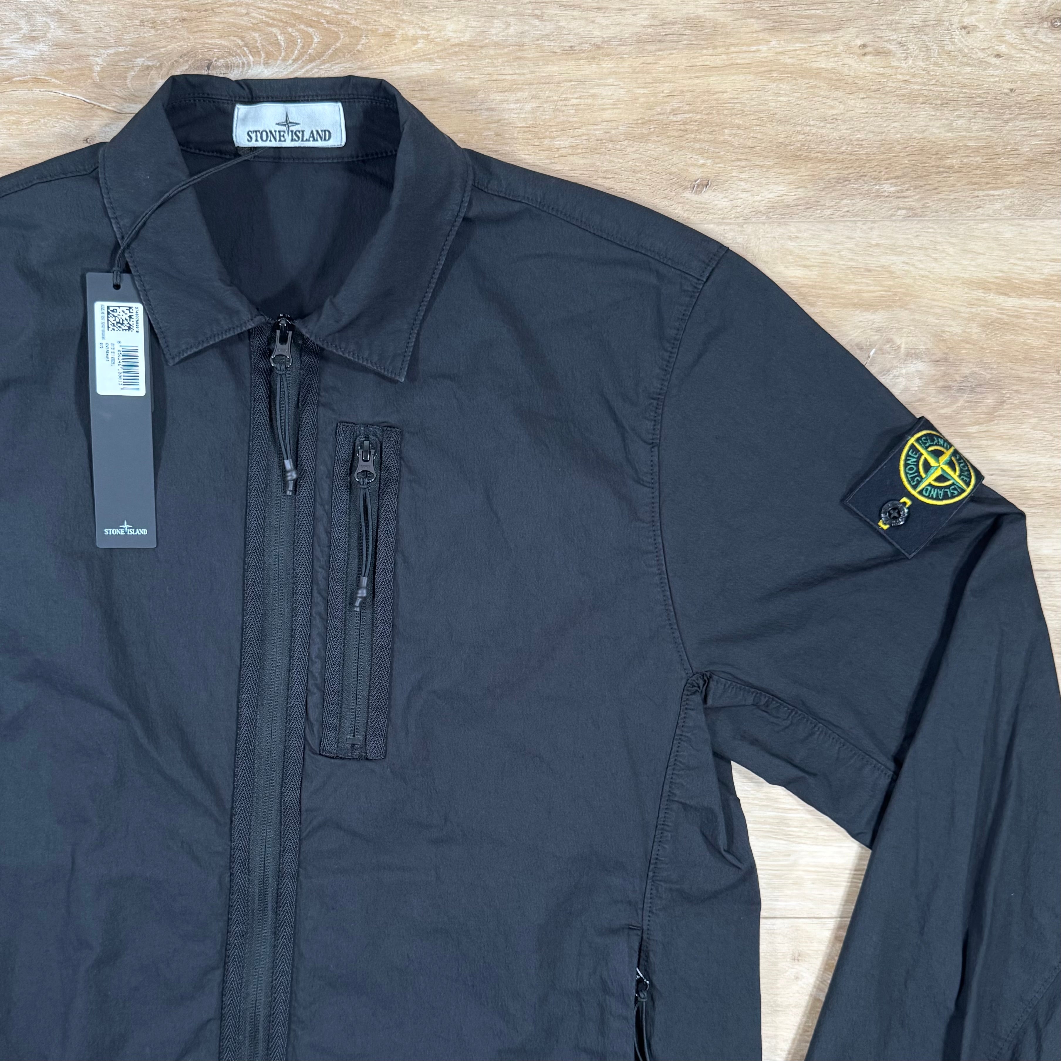 Stone Island Nylon Twill Overshirt in Black